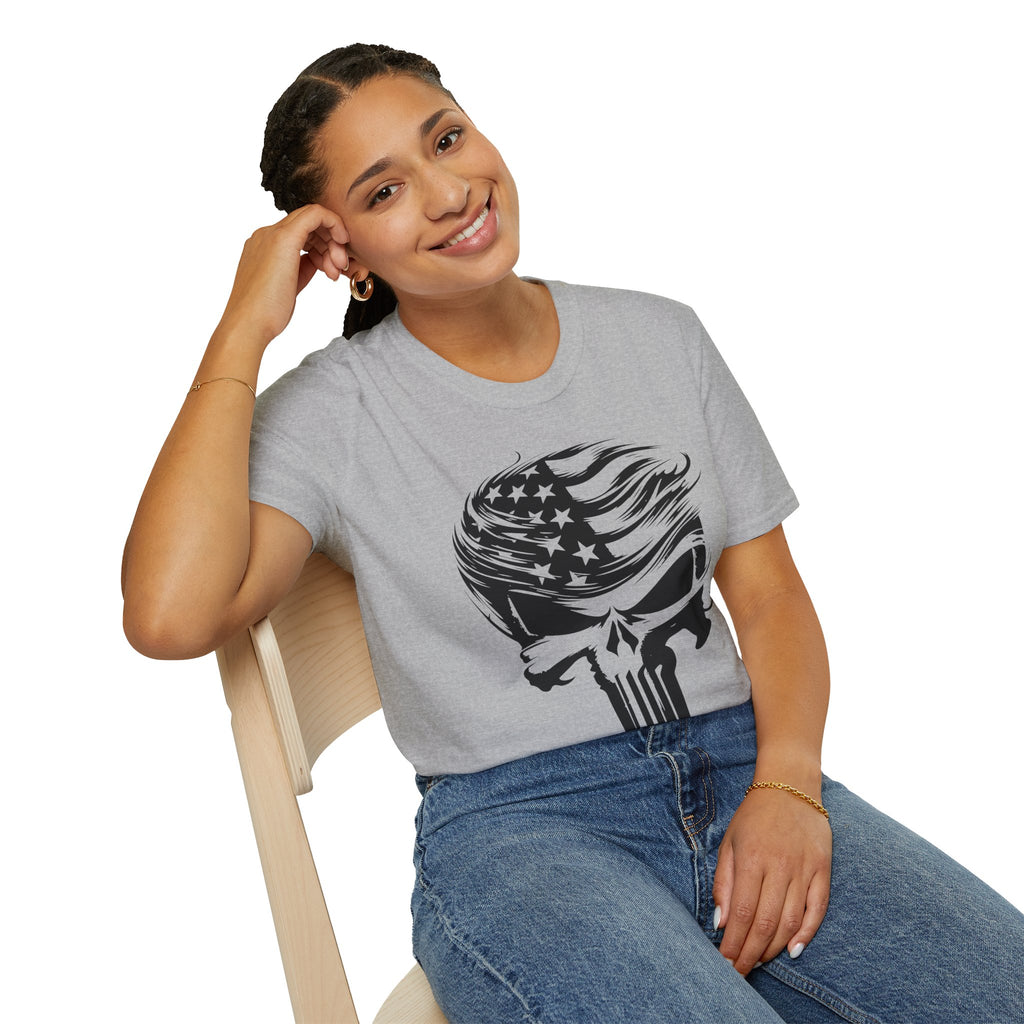 Punisher Patriotic Skull Graphic T-Shirt | Mens Womans  Softstyle Tee, Unique Gift, Casual Wear, Festival Apparel, Statement Shirt