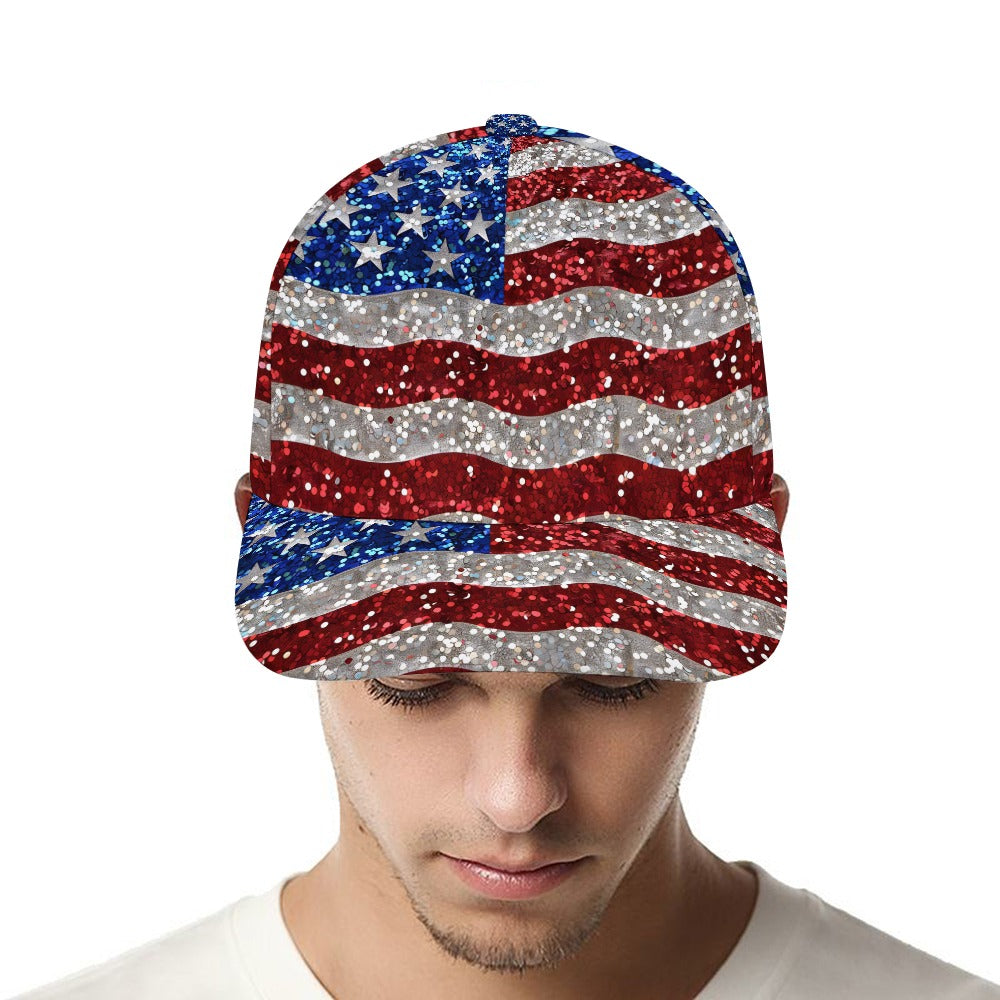 Stars and Strips Glittered Baseball Cap