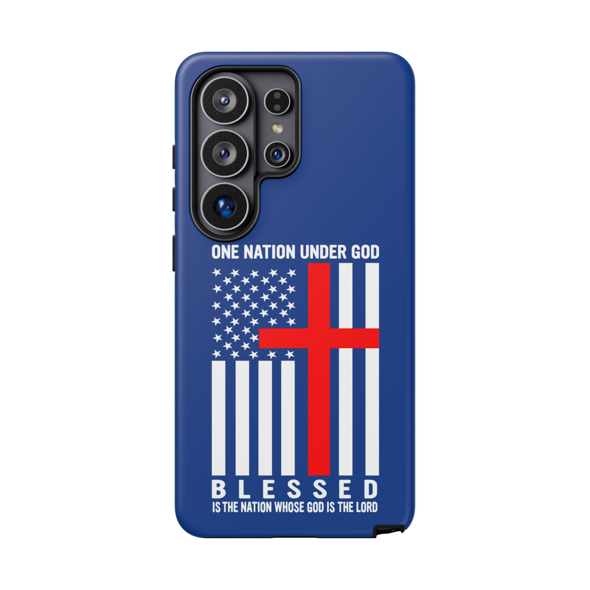 Patriotic Christian Phone Case - "One Nation Under God" Red Cross USA Flag