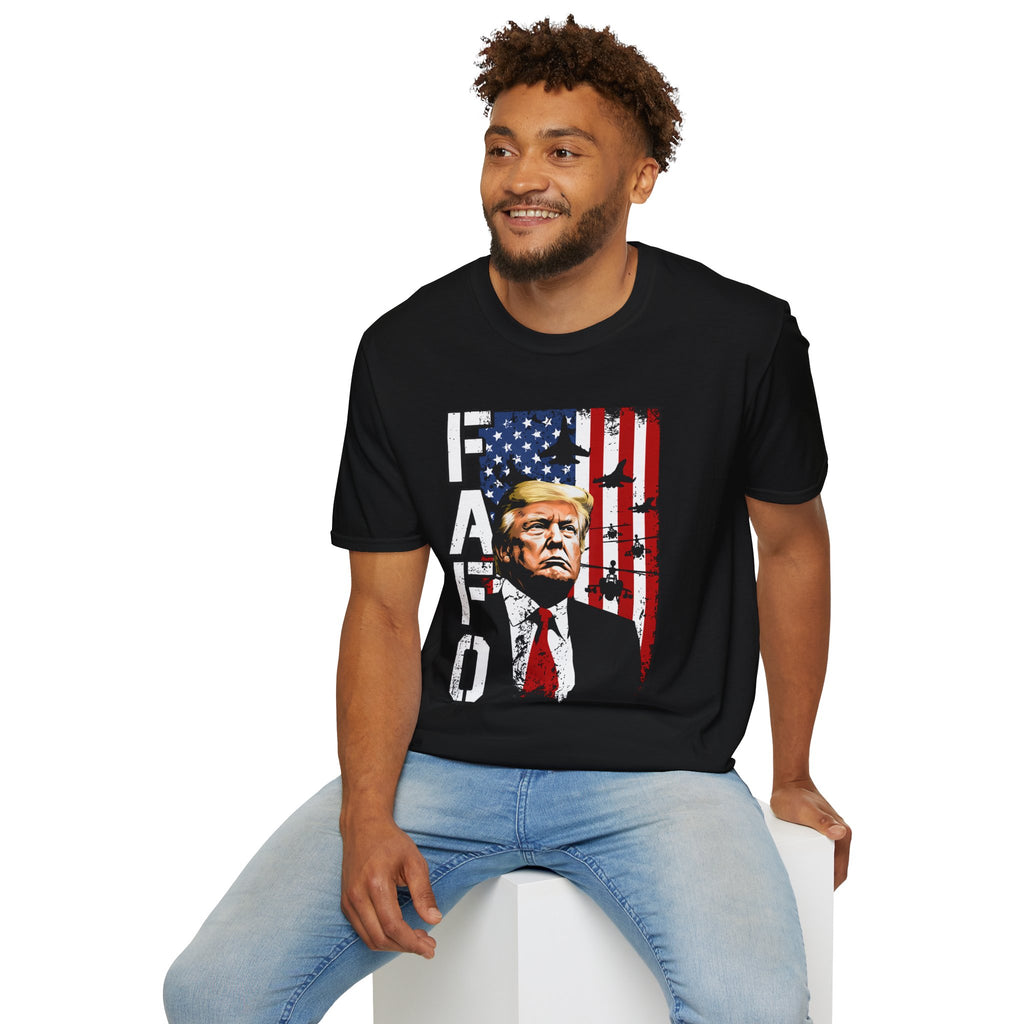 Trump Flag FAFO Graphic T-Shirt — MAGA Patriotic Portrait Tee