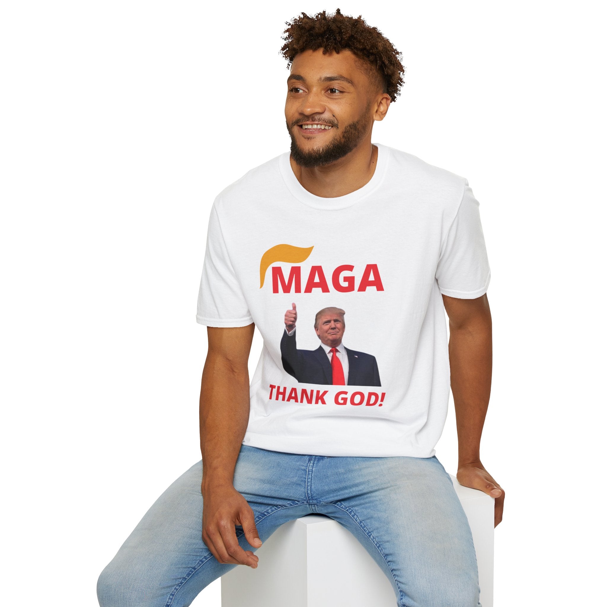 MAGA Thumbs-Up T-Shirt — "THANK GOD!" Political Statement Tee