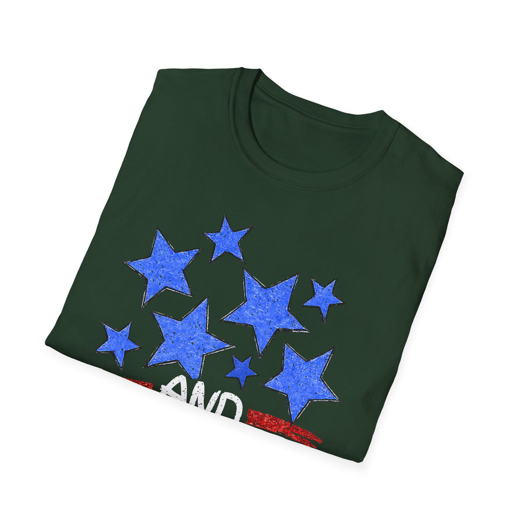Patriotic Blue Stars Red Strips Graphic Tee (Fourth of July, Americana) T-Shirt