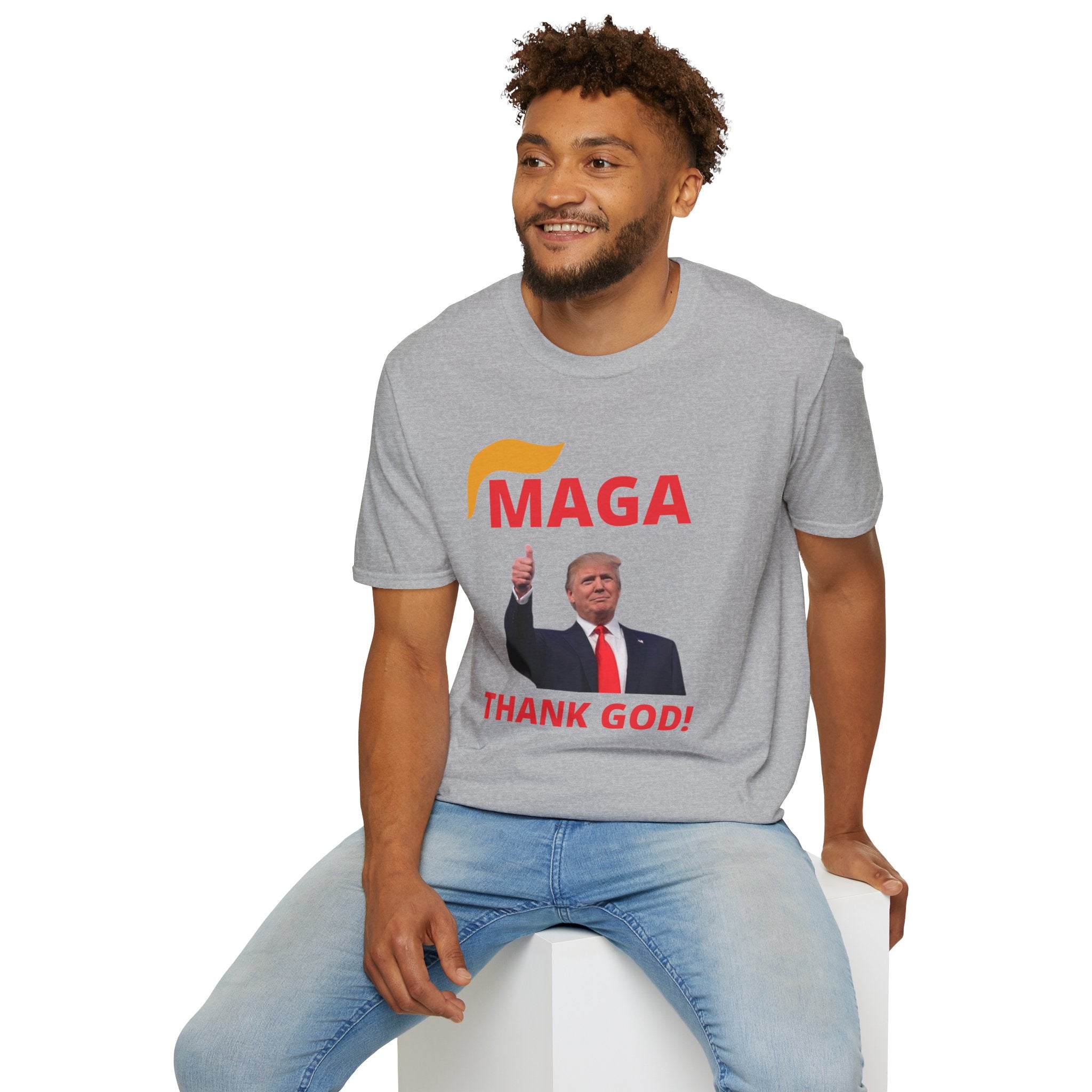 MAGA Thumbs-Up T-Shirt — "THANK GOD!" Political Statement Tee