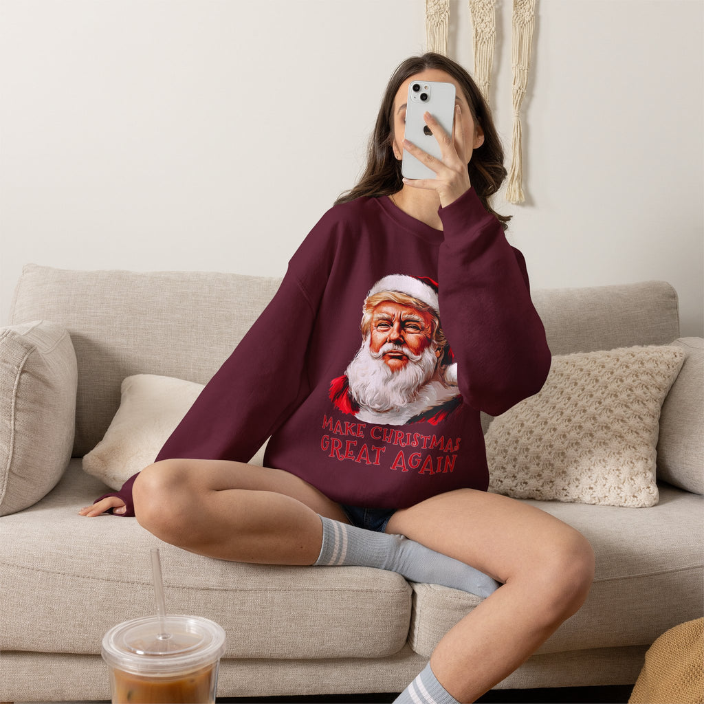 Trump Santa Face Illustration Make Christmas Great Again Sweatshirt
