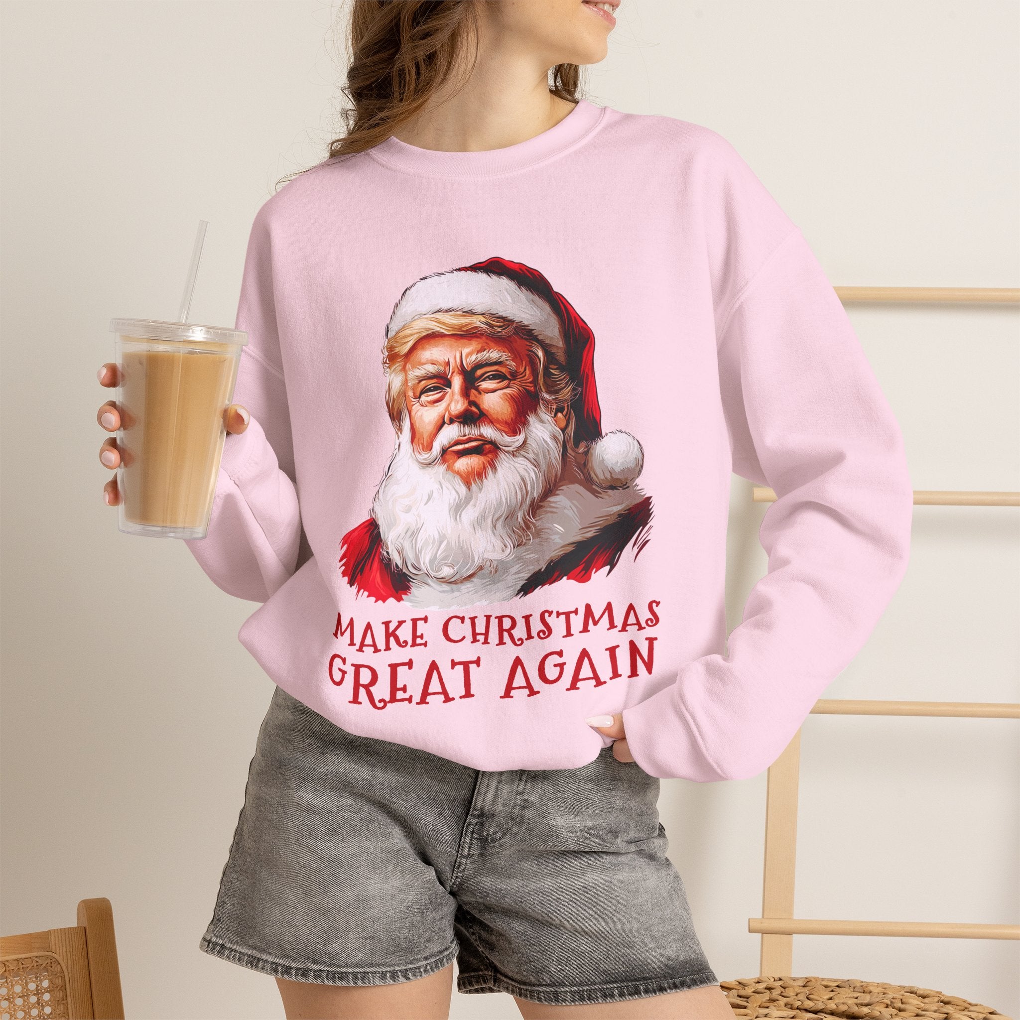 Trump Santa Face Illustration Make Christmas Great Again Sweatshirt