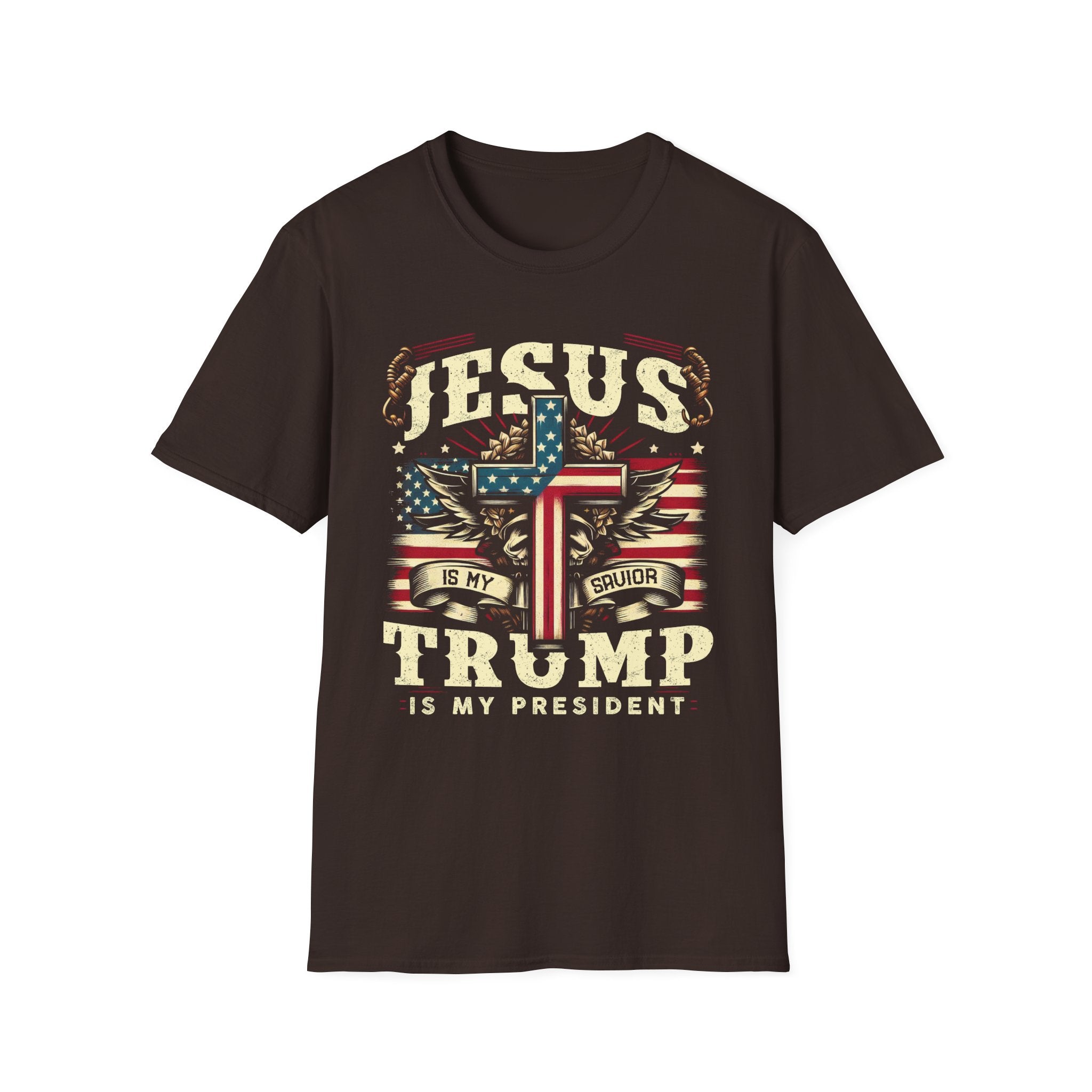 Jesus Is My Savior Christian T-Shirt — Patriotic Cross & Flag Design