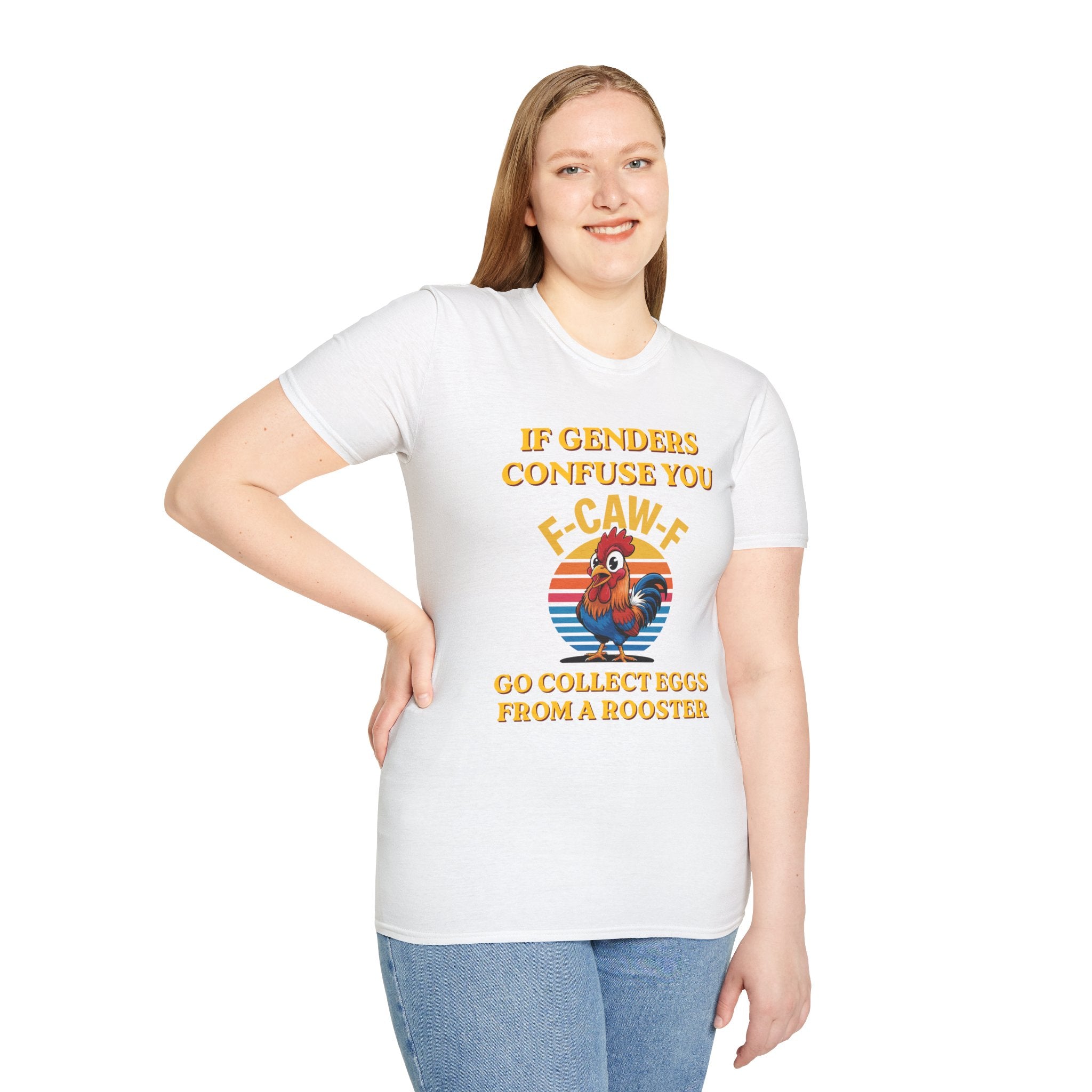 If Genders Confuse You T-Shirt — Funny Rooster "F‑Caw‑F" Graphic Tee