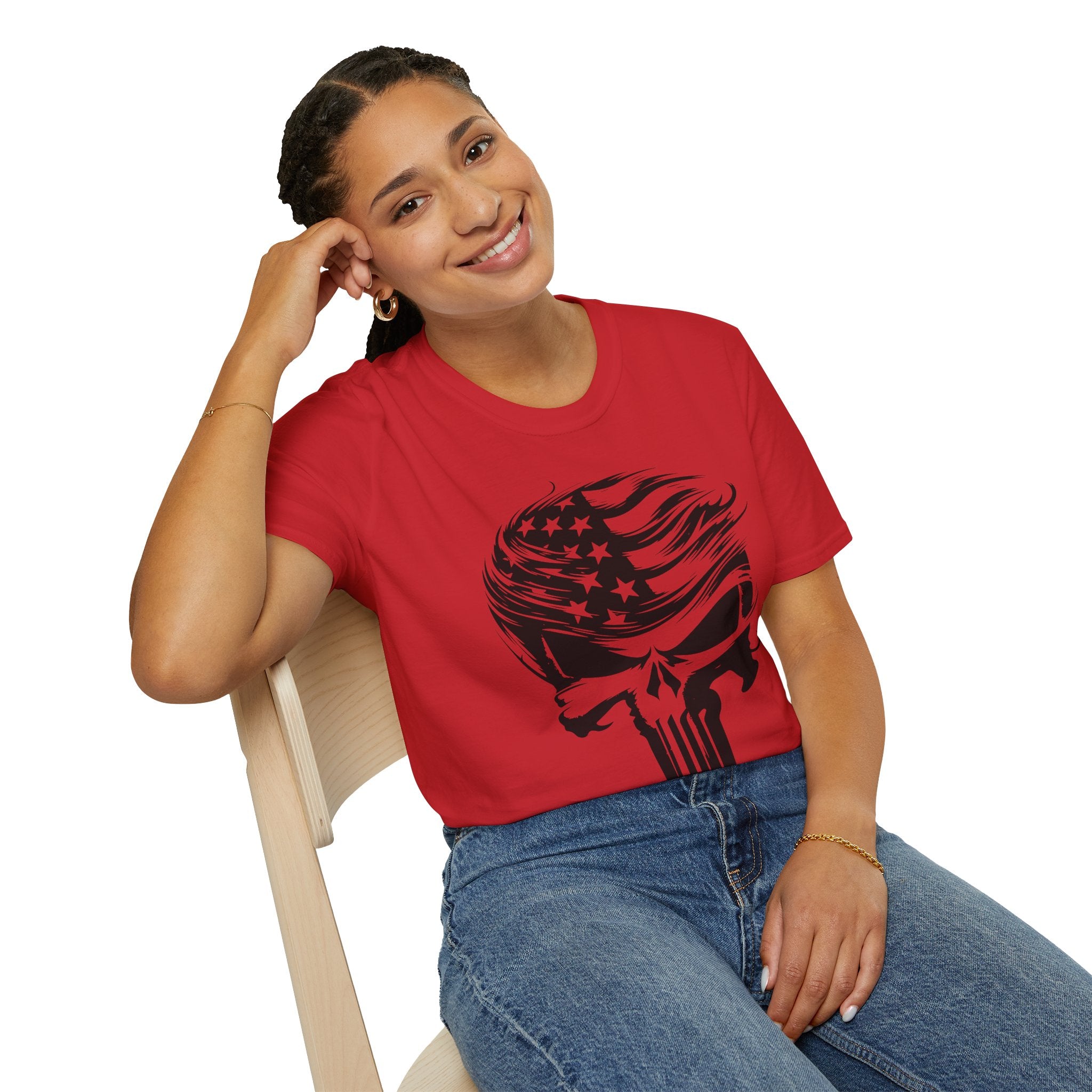 Punisher Patriotic Skull Graphic T-Shirt | Mens Womans  Softstyle Tee, Unique Gift, Casual Wear, Festival Apparel, Statement Shirt