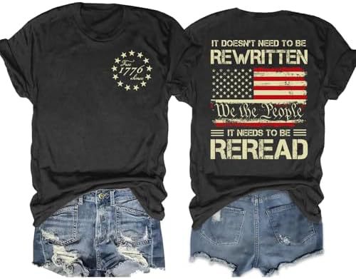 Flag Print T-Shirt for Women: Fun USA Printed Tee