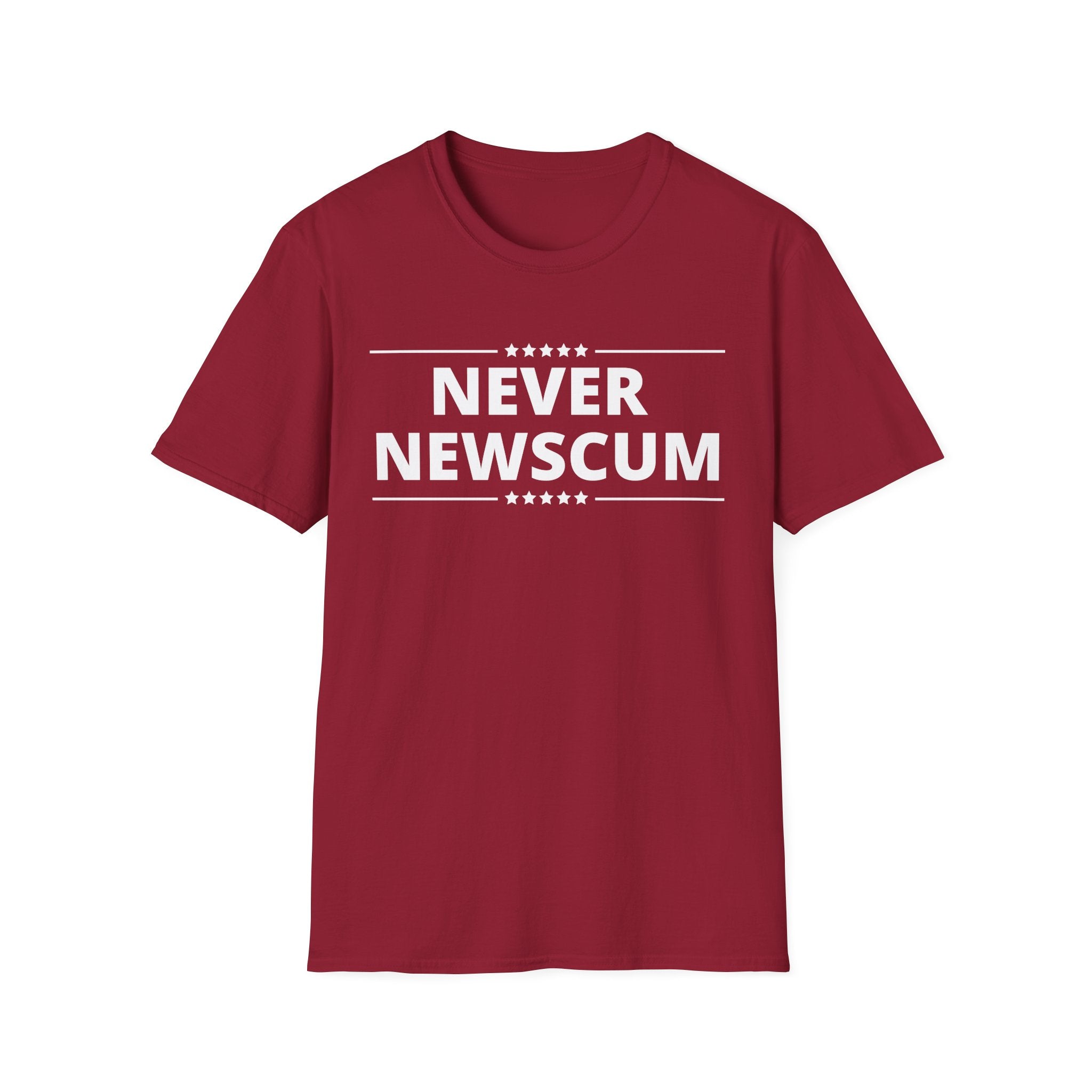 Never NewScum Mens Womans Softstyle T-Shirt, Funny Graphic Tee, Statement Shirt, Casual Wear, Gift for Friends, Political NeverNewScum.com