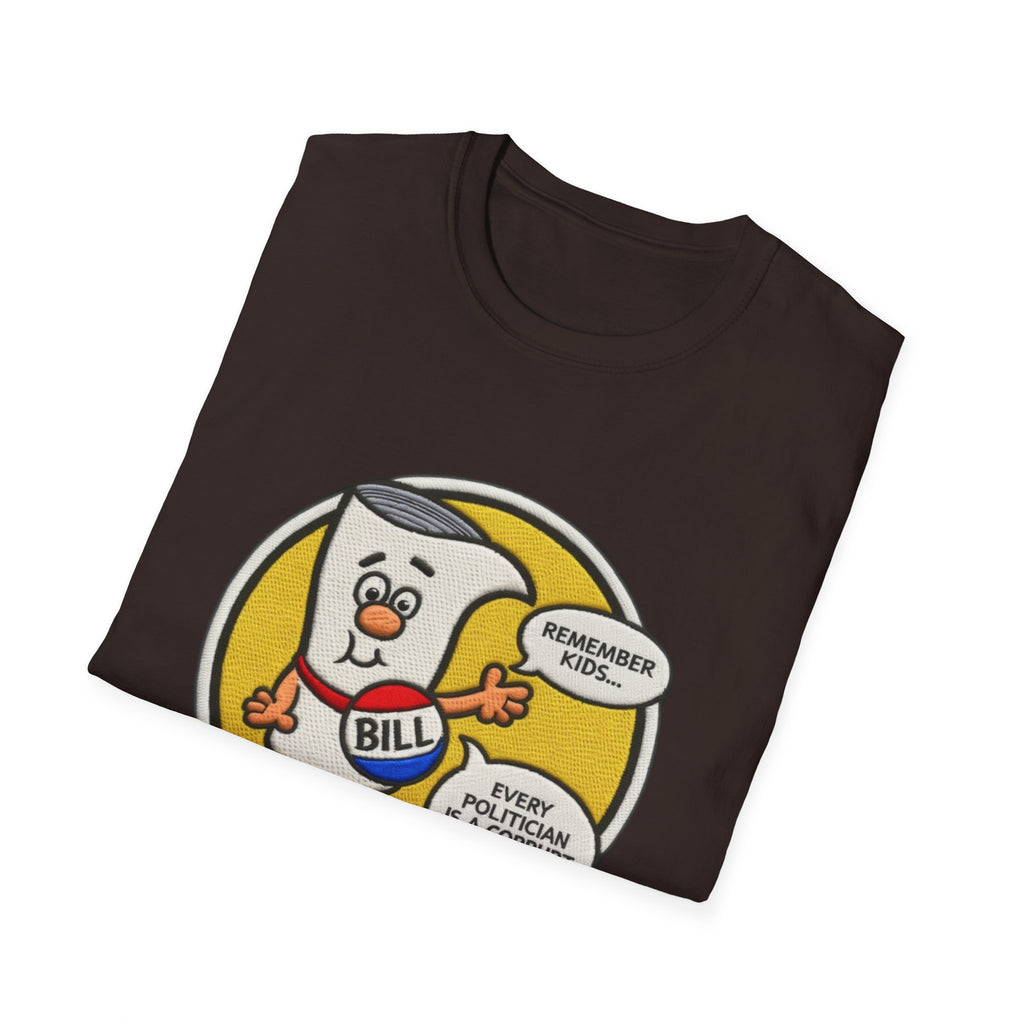 Im a Just a Bill on Capital Hill Cartoon Scroll Character T-Shirt | All Politicians are Liars Political Satire, Retro Comic Style
