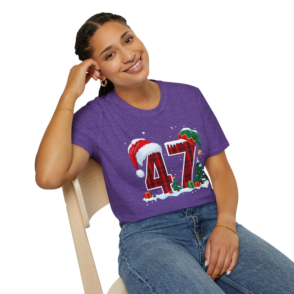 Trump 47 Christmas T-Shirt | Santa Hat, Elf Hat, Holiday Tree Design