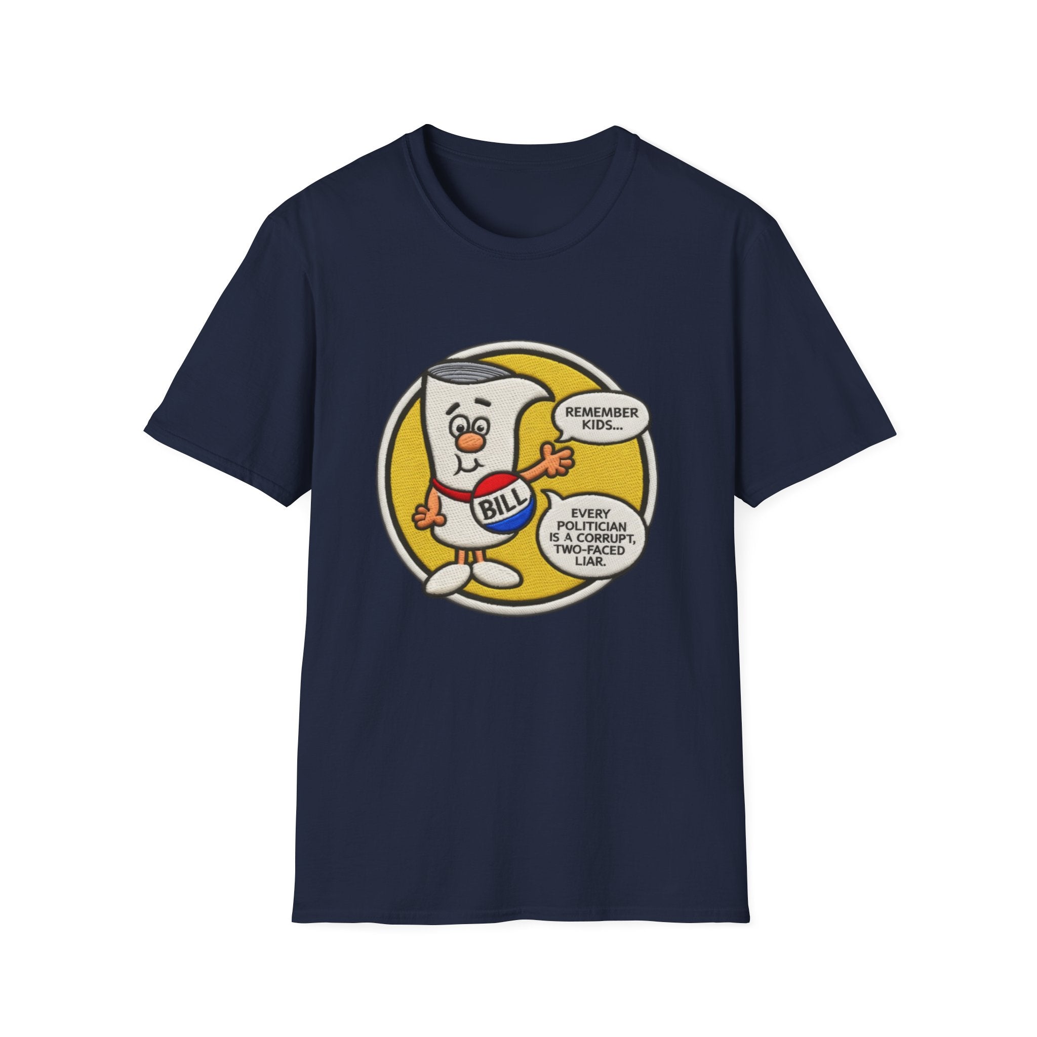 Im a Just a Bill on Capital Hill Cartoon Scroll Character T-Shirt | All Politicians are Liars Political Satire, Retro Comic Style