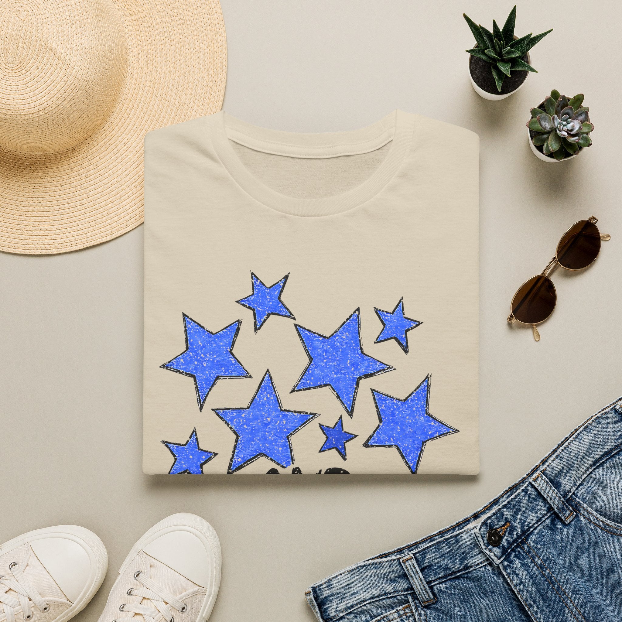 American Flag T-Shirt - Blue Stars & Stripes Patriotic Tee
