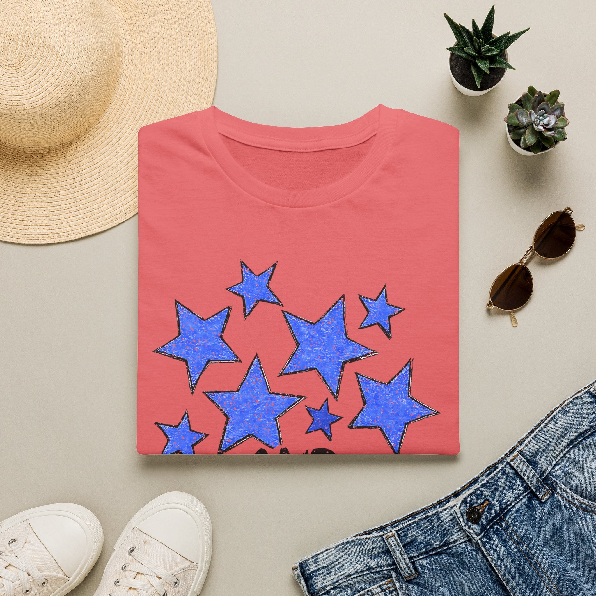 American Flag T-Shirt - Blue Stars & Stripes Patriotic Tee