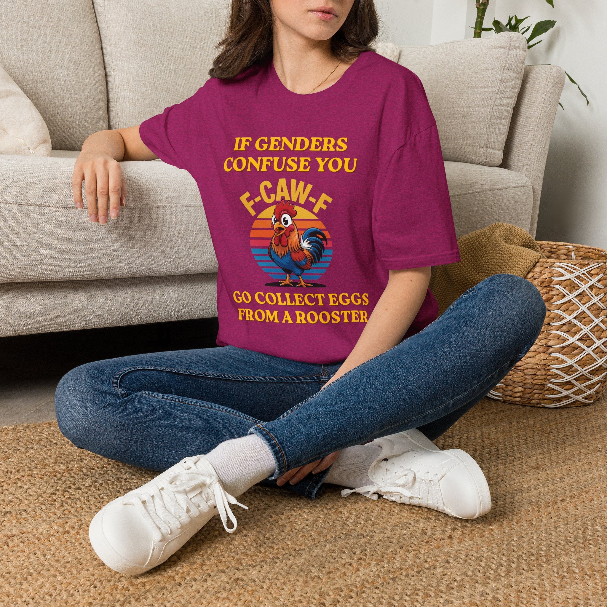 If Genders Confuse You T-Shirt — Funny Rooster "F‑Caw‑F" Graphic Tee