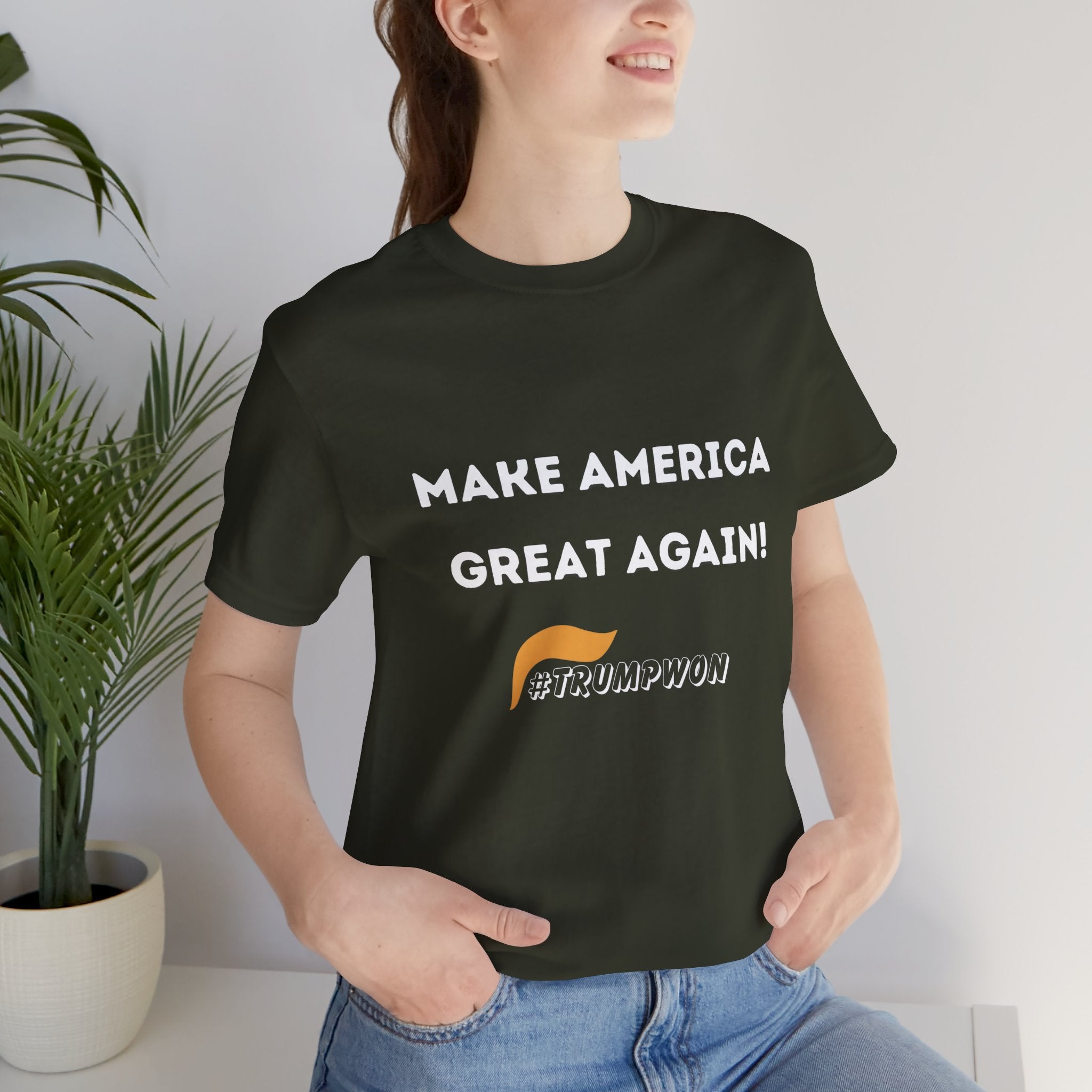 Make America Great Again #TrumpWon Mens Womans Jersey Short Sleeve Tee, Election Tee, Political Shirt, Patriotic Apparel, American Flag Clothing