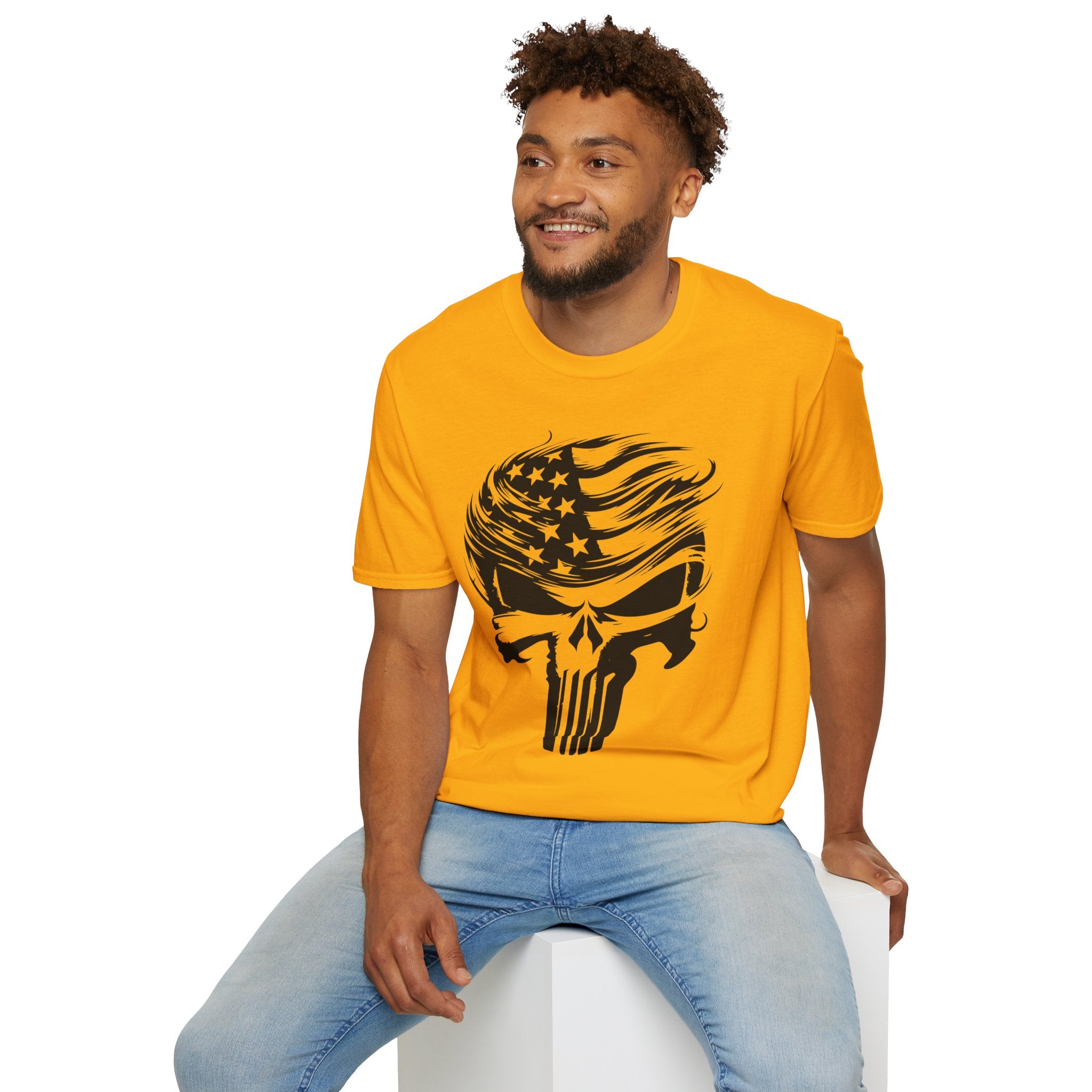 Punisher Patriotic Skull Graphic T-Shirt | Mens Womans  Softstyle Tee, Unique Gift, Casual Wear, Festival Apparel, Statement Shirt