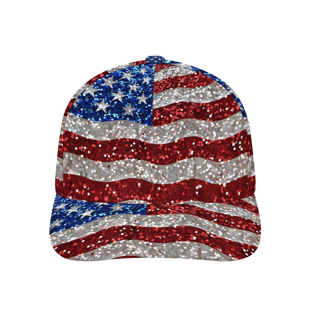 Stars and Strips Glittered Baseball Cap