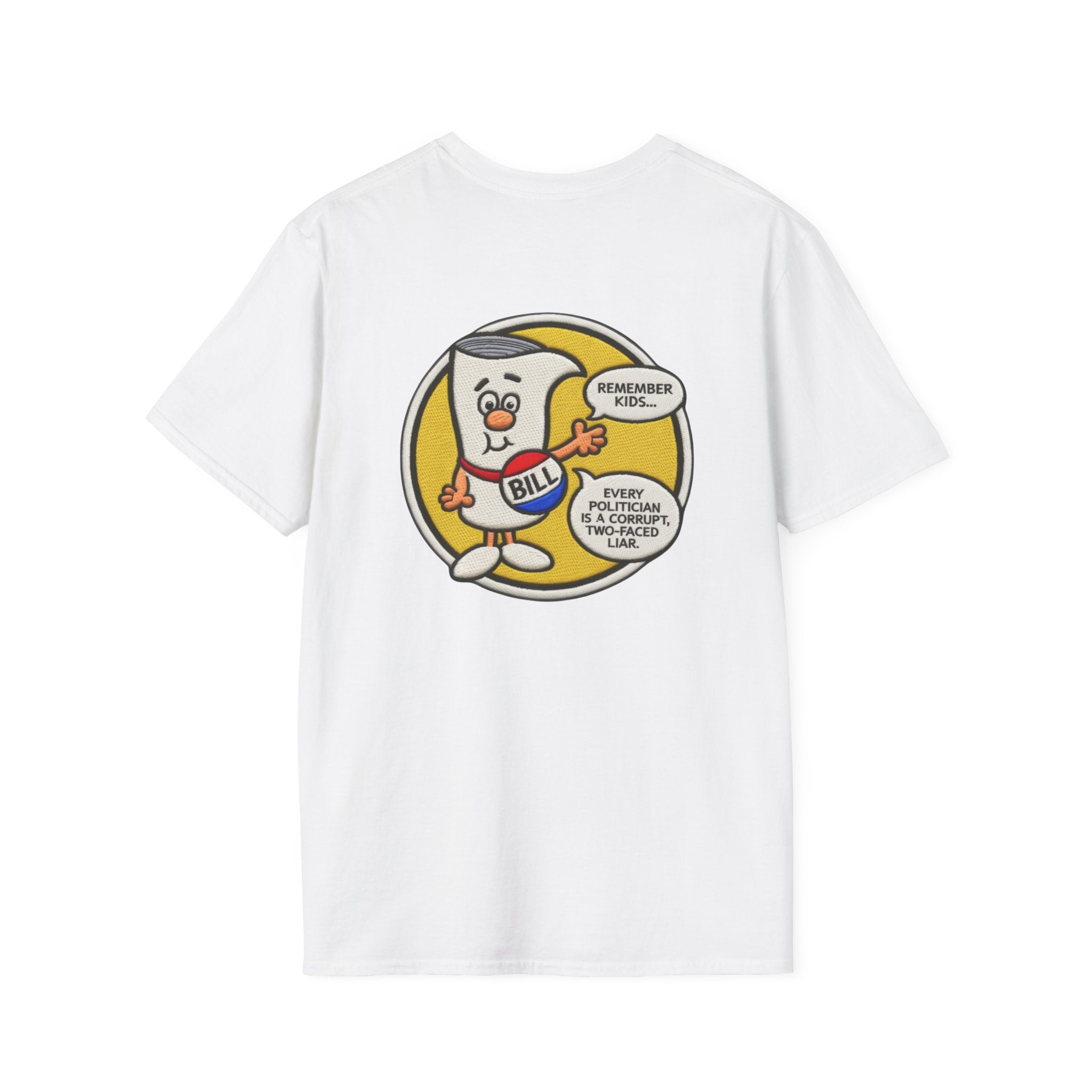 Im a Just a Bill on Capital Hill Cartoon Scroll Character T-Shirt | All Politicians are Liars Political Satire, Retro Comic Style