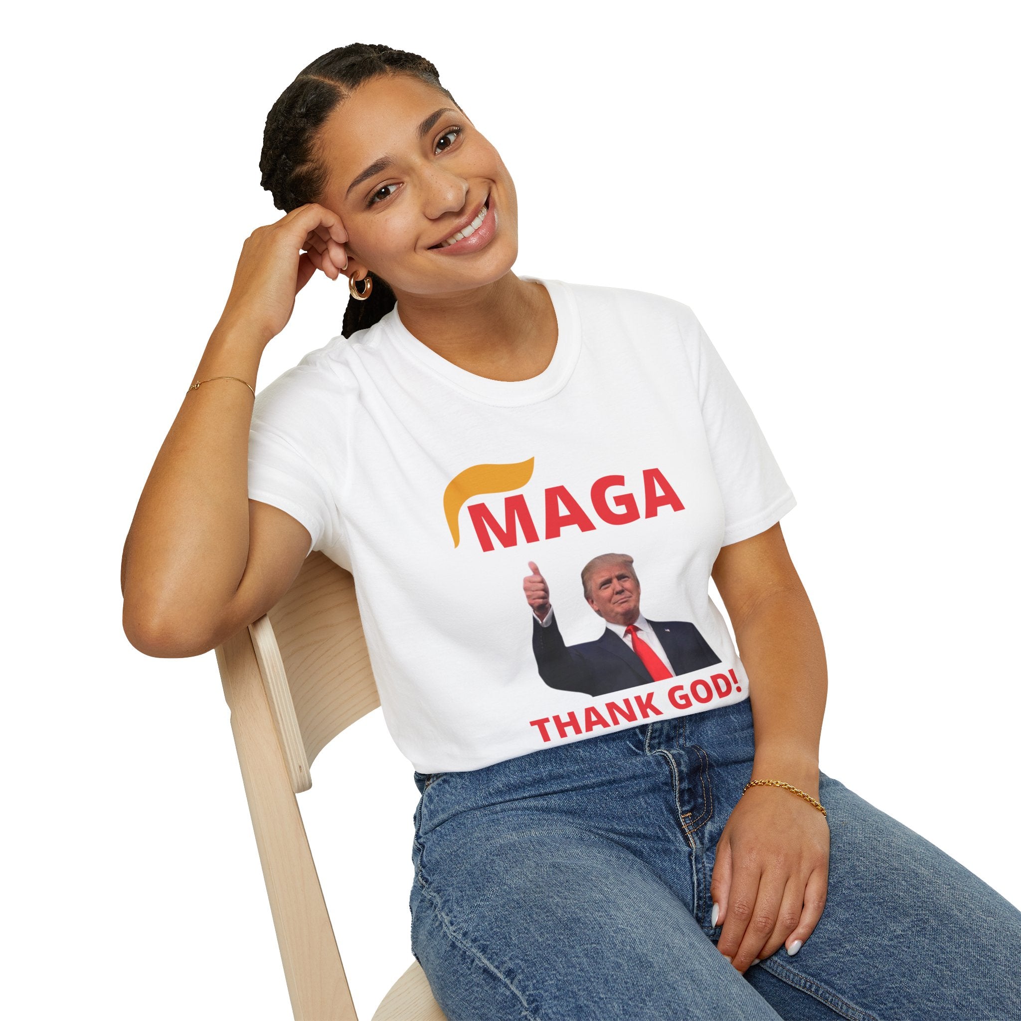 MAGA Thumbs-Up T-Shirt — "THANK GOD!" Political Statement Tee