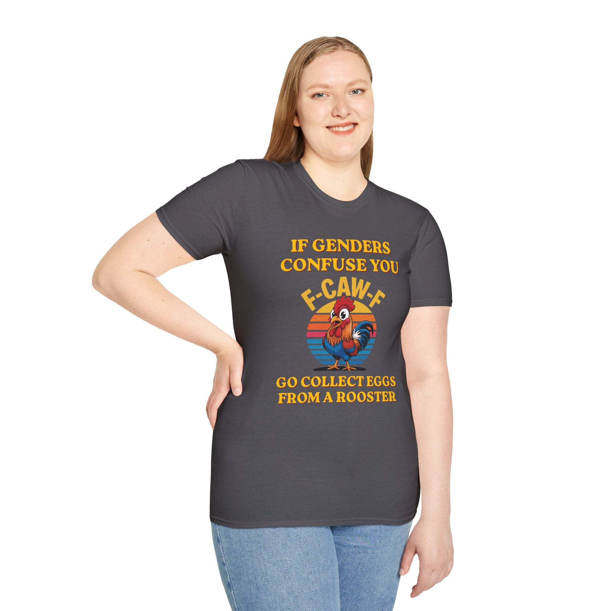 If Genders Confuse You T-Shirt — Funny Rooster "F‑Caw‑F" Graphic Tee