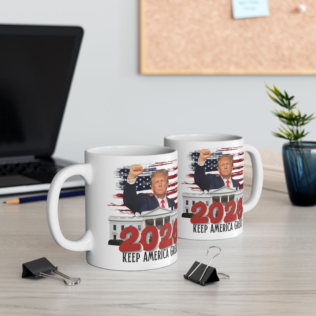 2028 Keep America Great Mug — Patriotic White Ceramic Coffee Cup (11oz, 15oz)