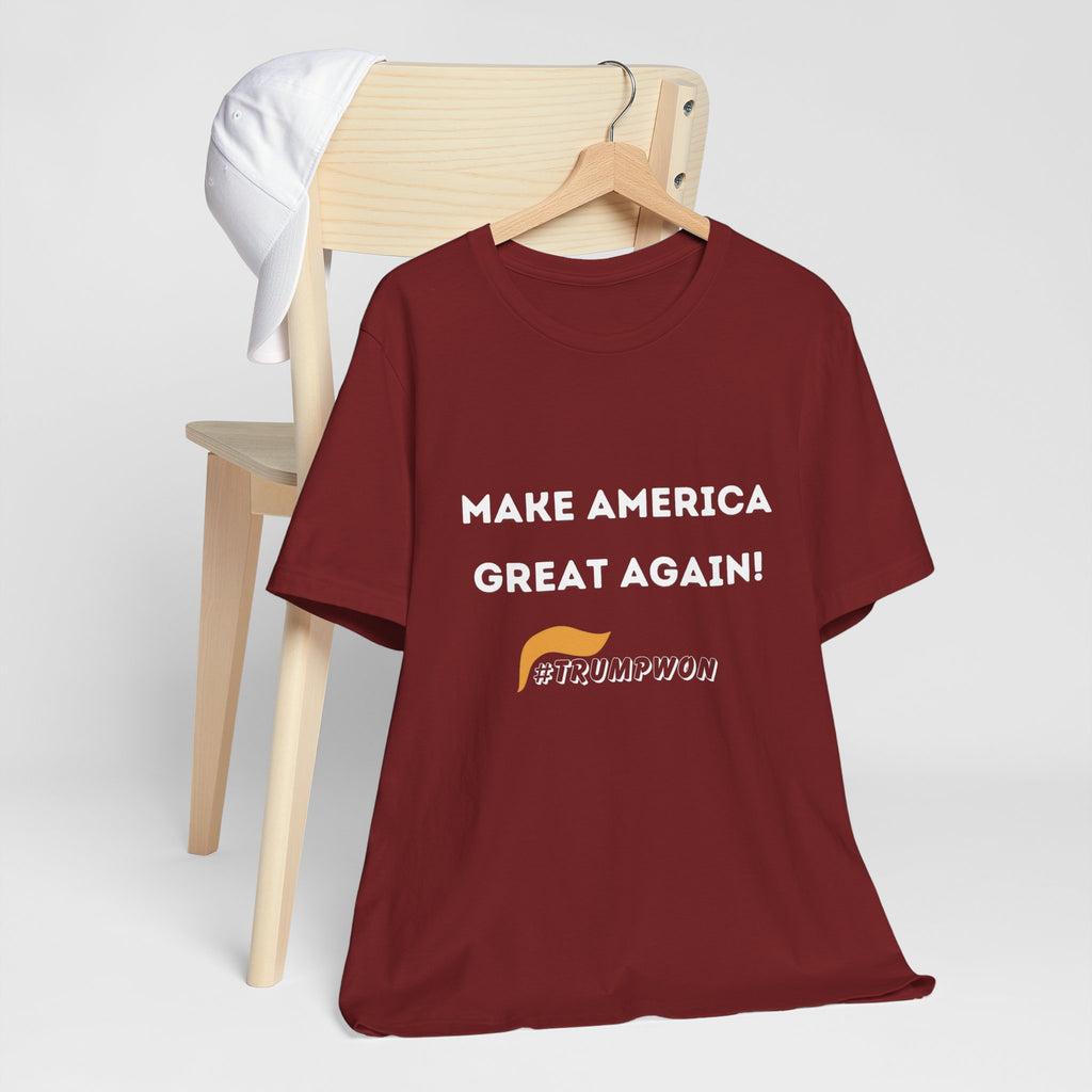 Make America Great Again #TrumpWon Mens Womans Jersey Short Sleeve Tee, Election Tee, Political Shirt, Patriotic Apparel, American Flag Clothing