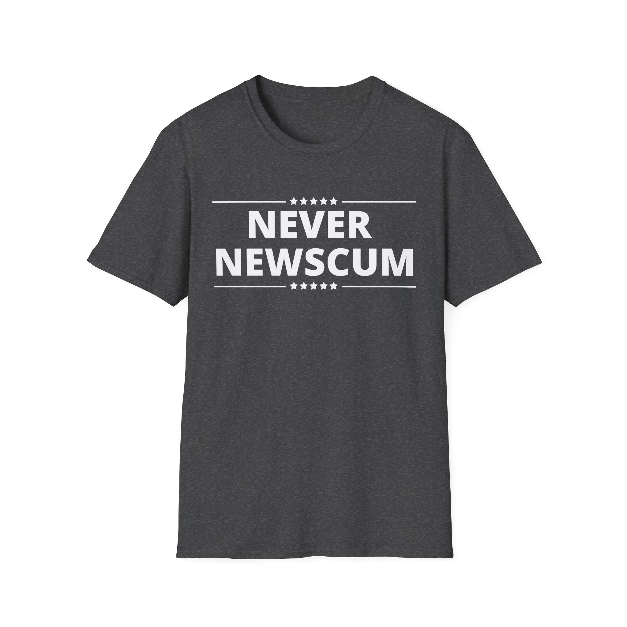 Never NewScum Mens Womans Softstyle T-Shirt, Funny Graphic Tee, Statement Shirt, Casual Wear, Gift for Friends, Political NeverNewScum.com