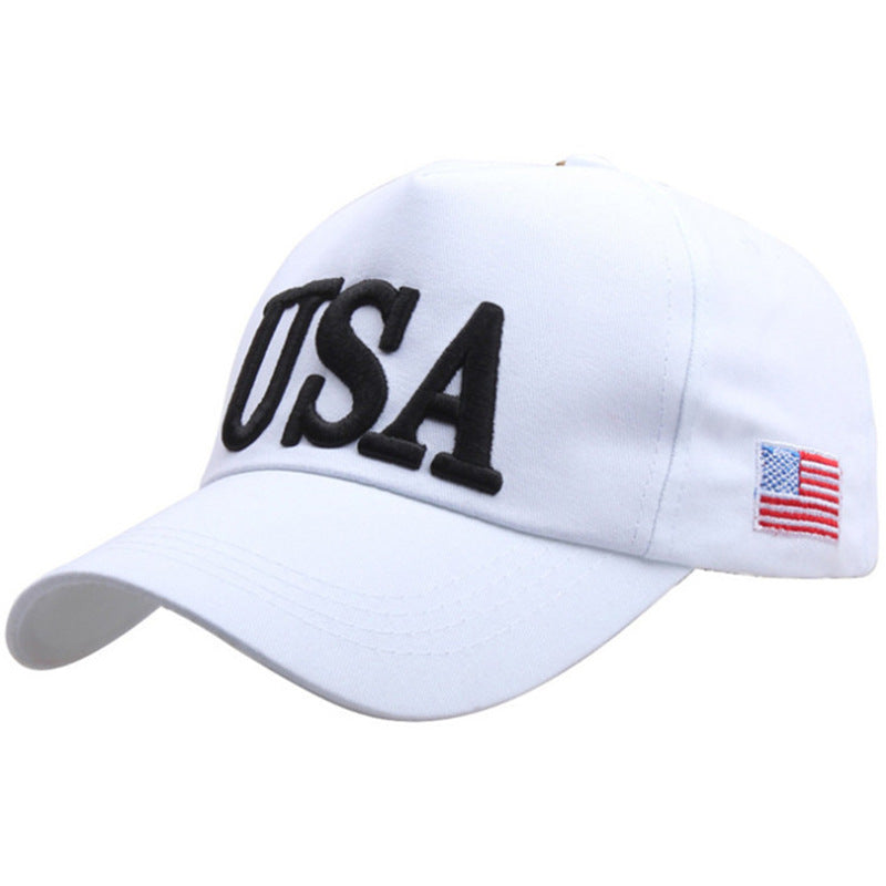 Trump baseball cap Amazon best seller Trump hat US election 3D embroidery USA hat logo embroidery (45 on Left Side)