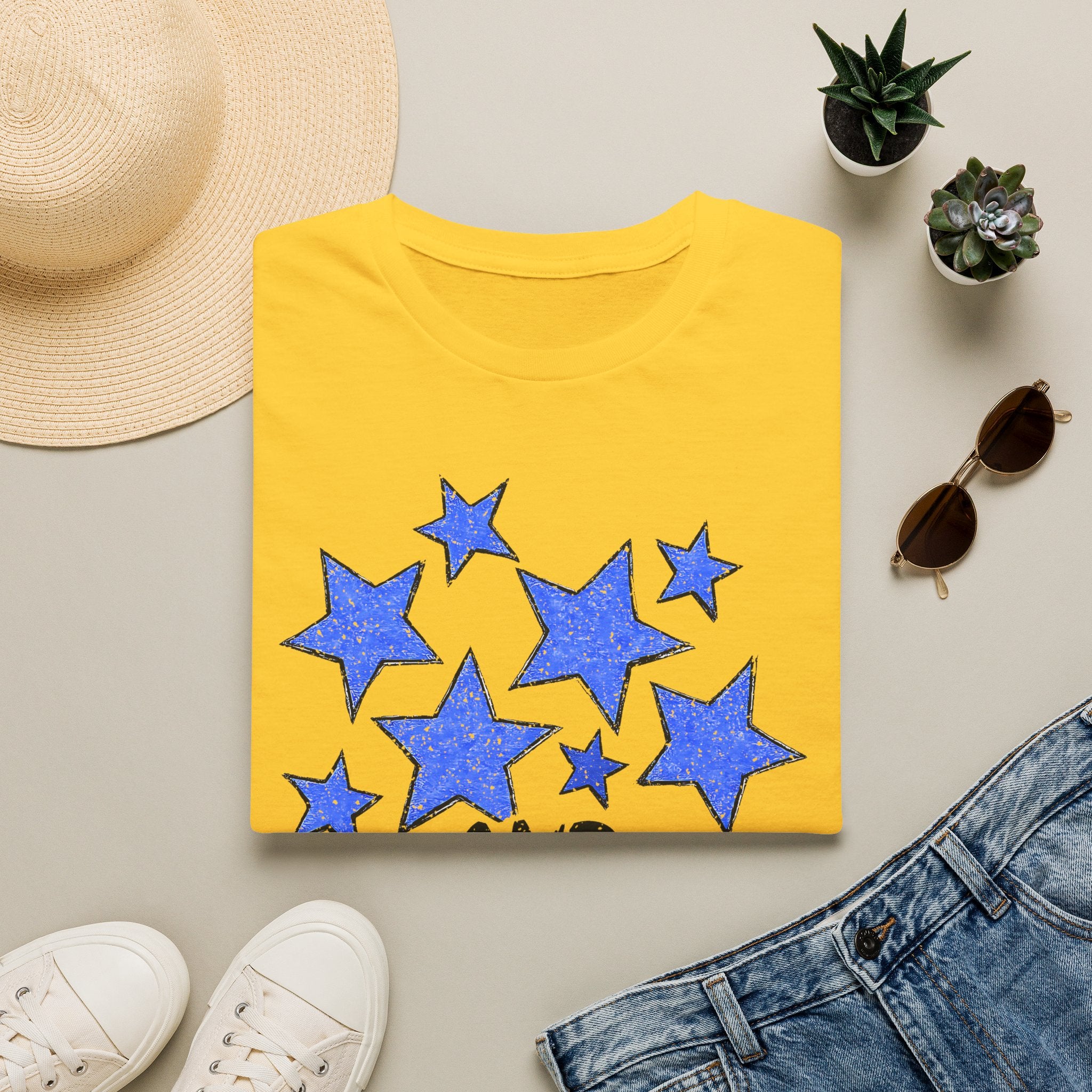 American Flag T-Shirt - Blue Stars & Stripes Patriotic Tee