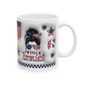 Im Still a Trump Girl, Patriotic Ceramic Mug, 4th of July Coffee Cup, Fun USA Mug, Star and Stripes Drinkware, Holiday Gift for Veterans