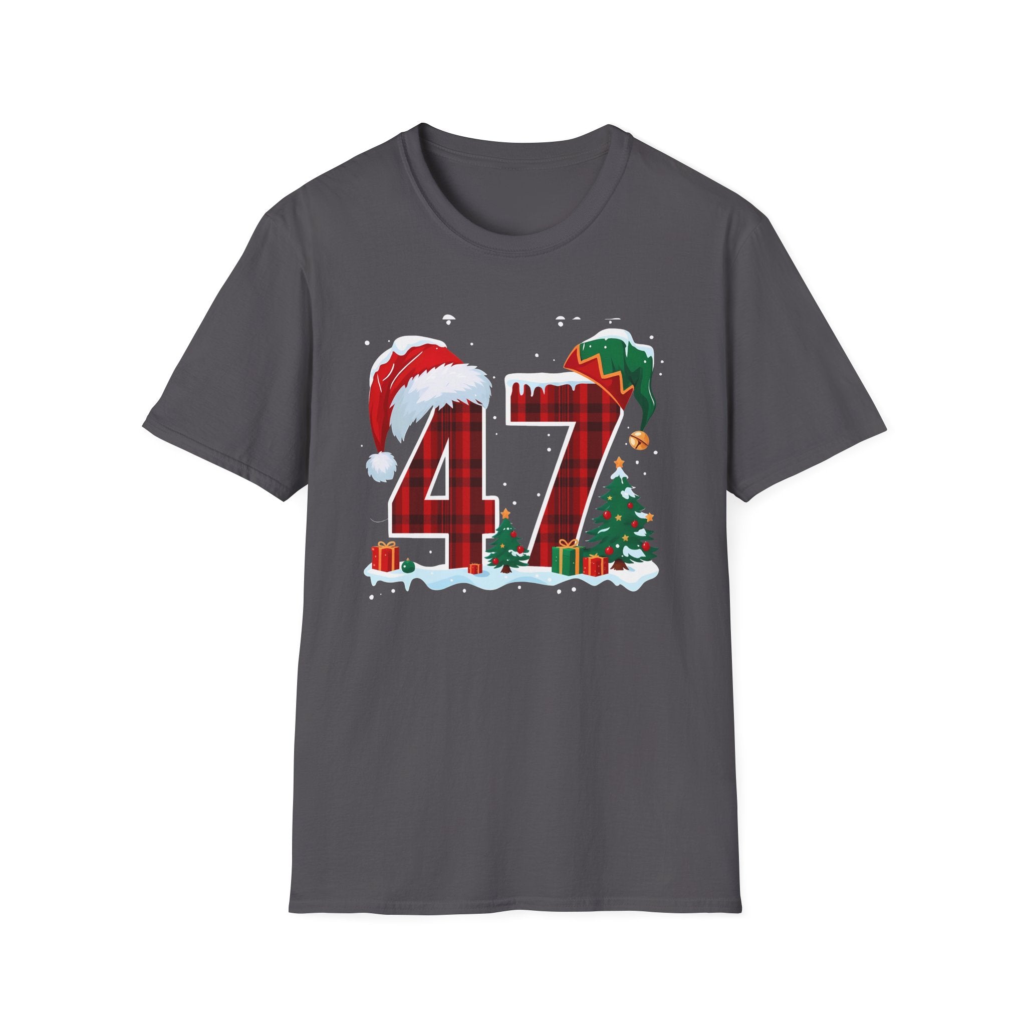 Trump 47 Christmas T-Shirt | Santa Hat, Elf Hat, Holiday Tree Design