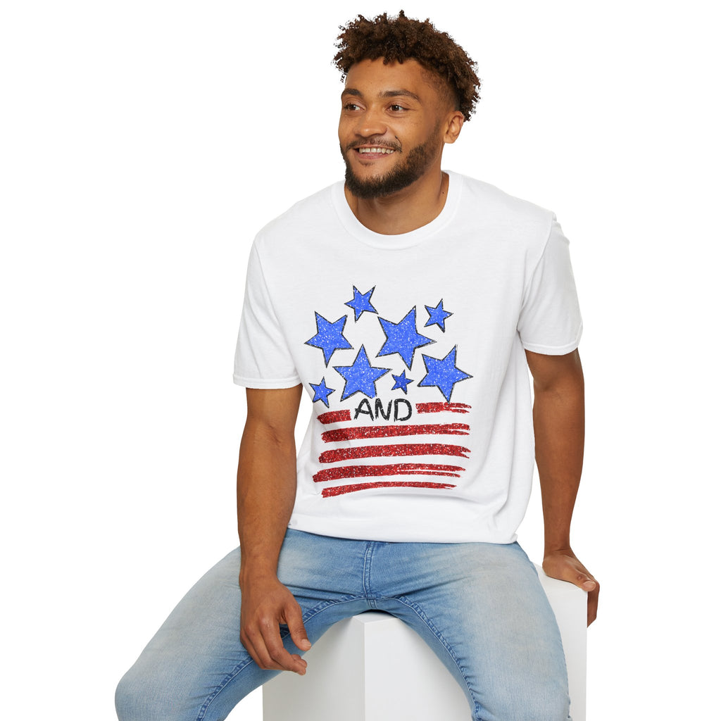 American Flag T-Shirt - Blue Stars & Stripes Patriotic Tee