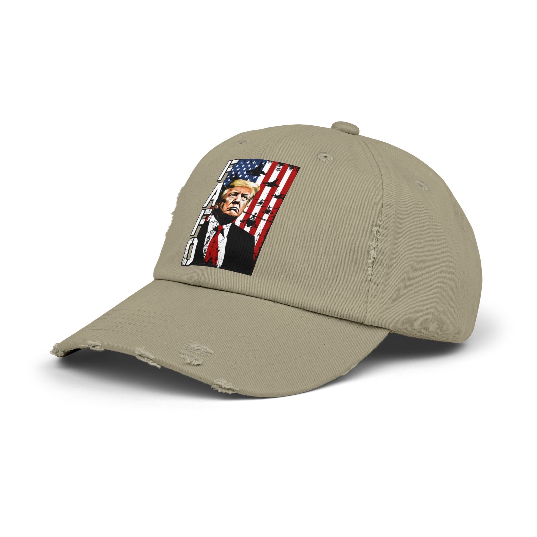 FAFO Portrait Cap | Distressed Black Hat, American Flag Design