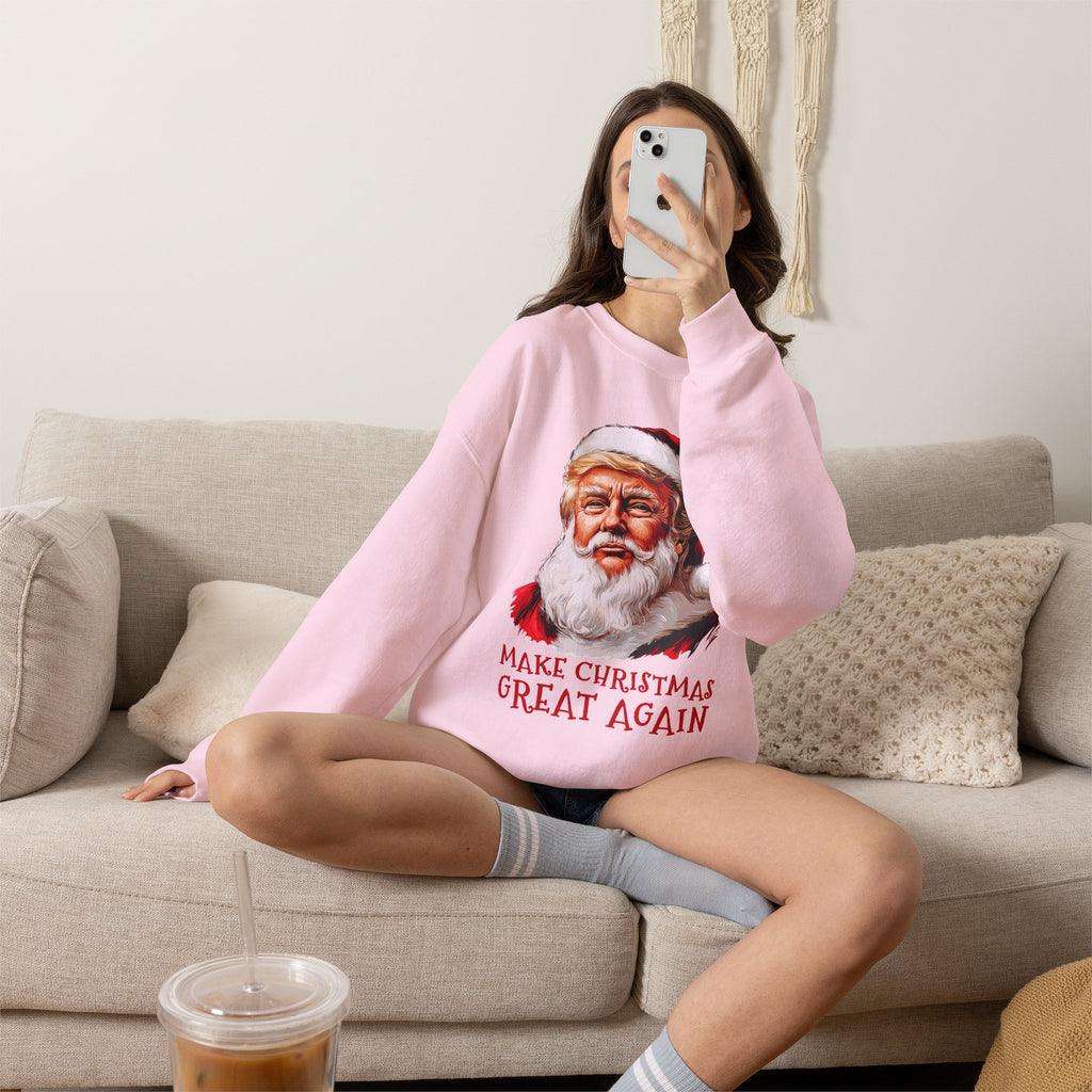 Trump Santa Face Illustration Make Christmas Great Again Sweatshirt