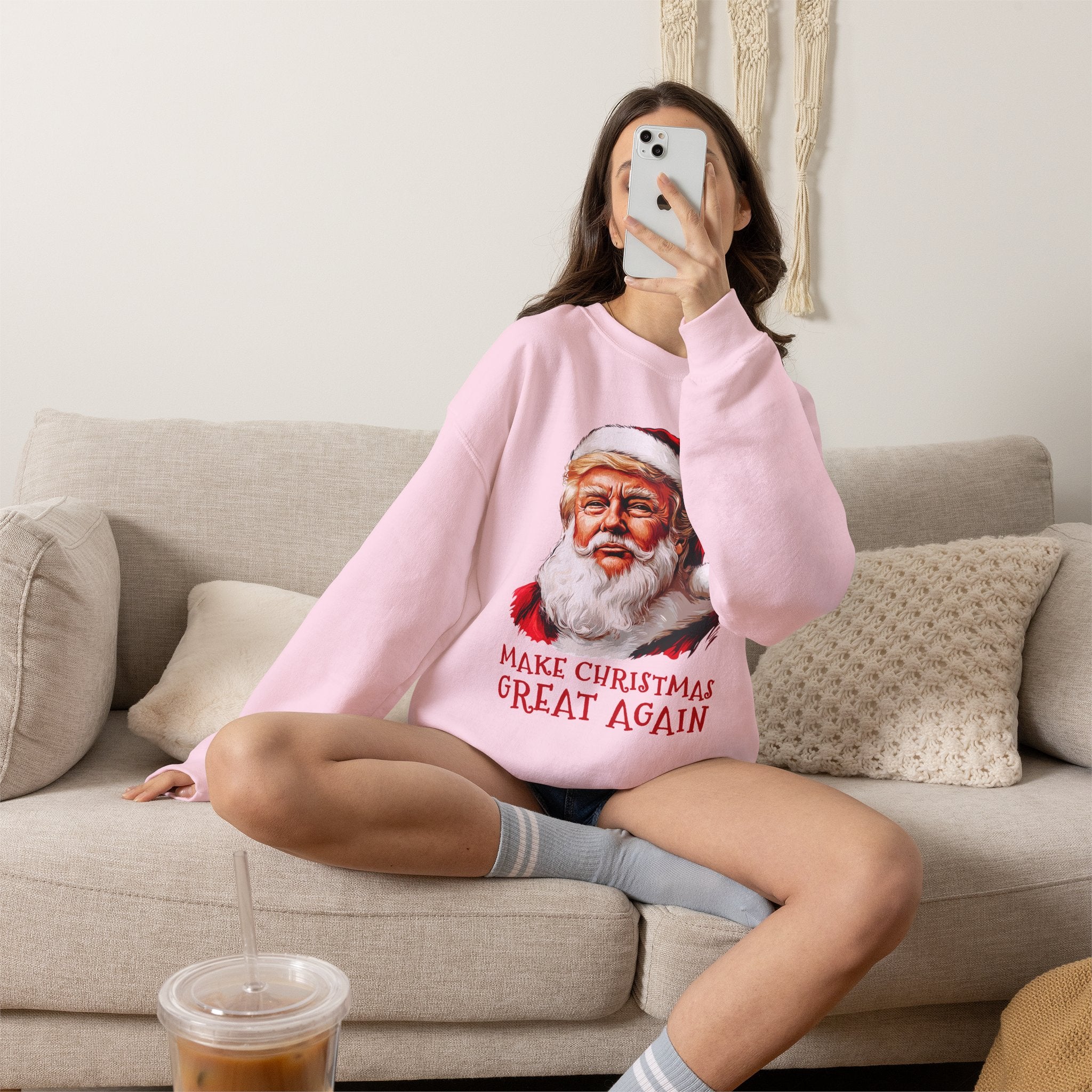 Trump Santa Face Illustration Make Christmas Great Again Sweatshirt