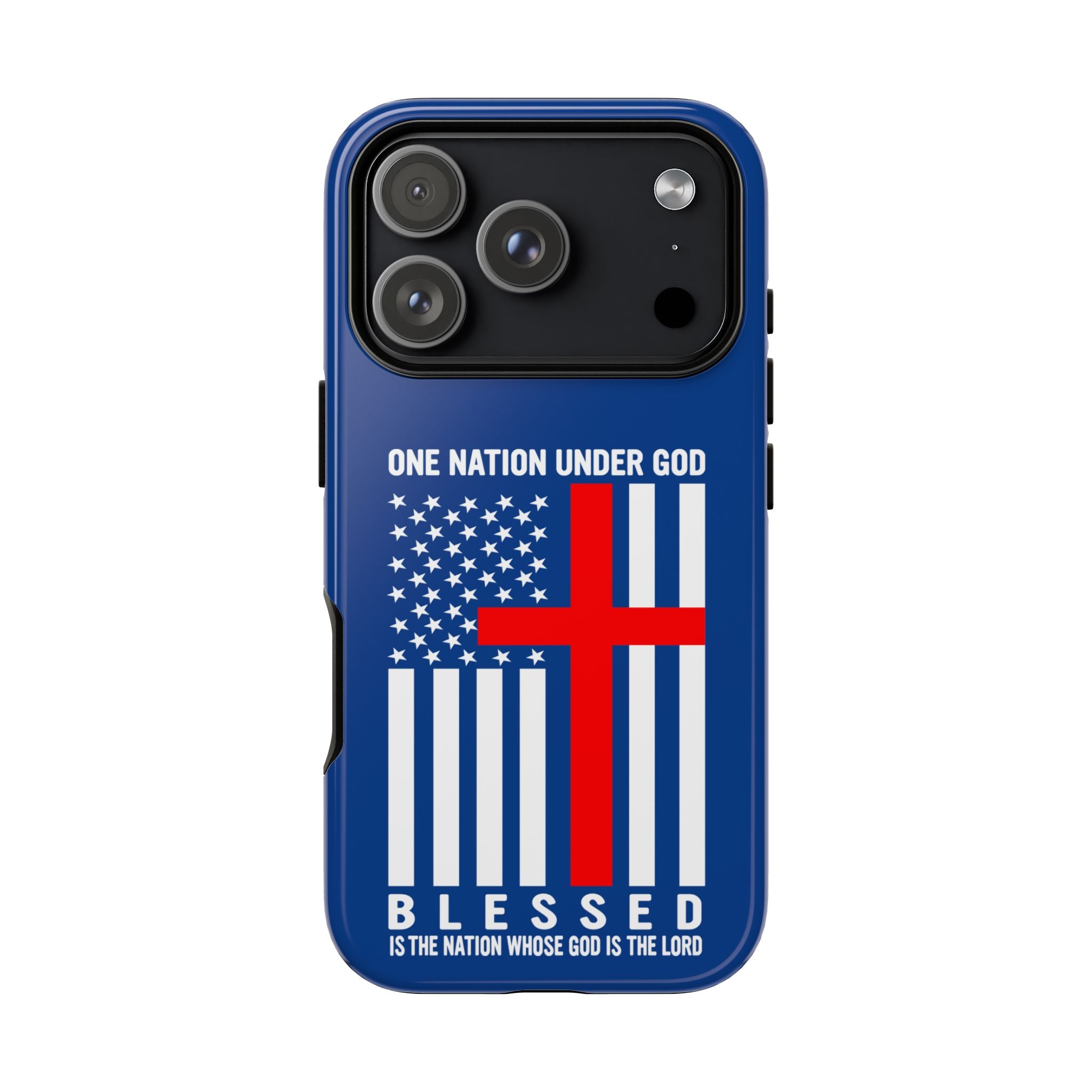 Patriotic Christian Phone Case - "One Nation Under God" Red Cross USA Flag