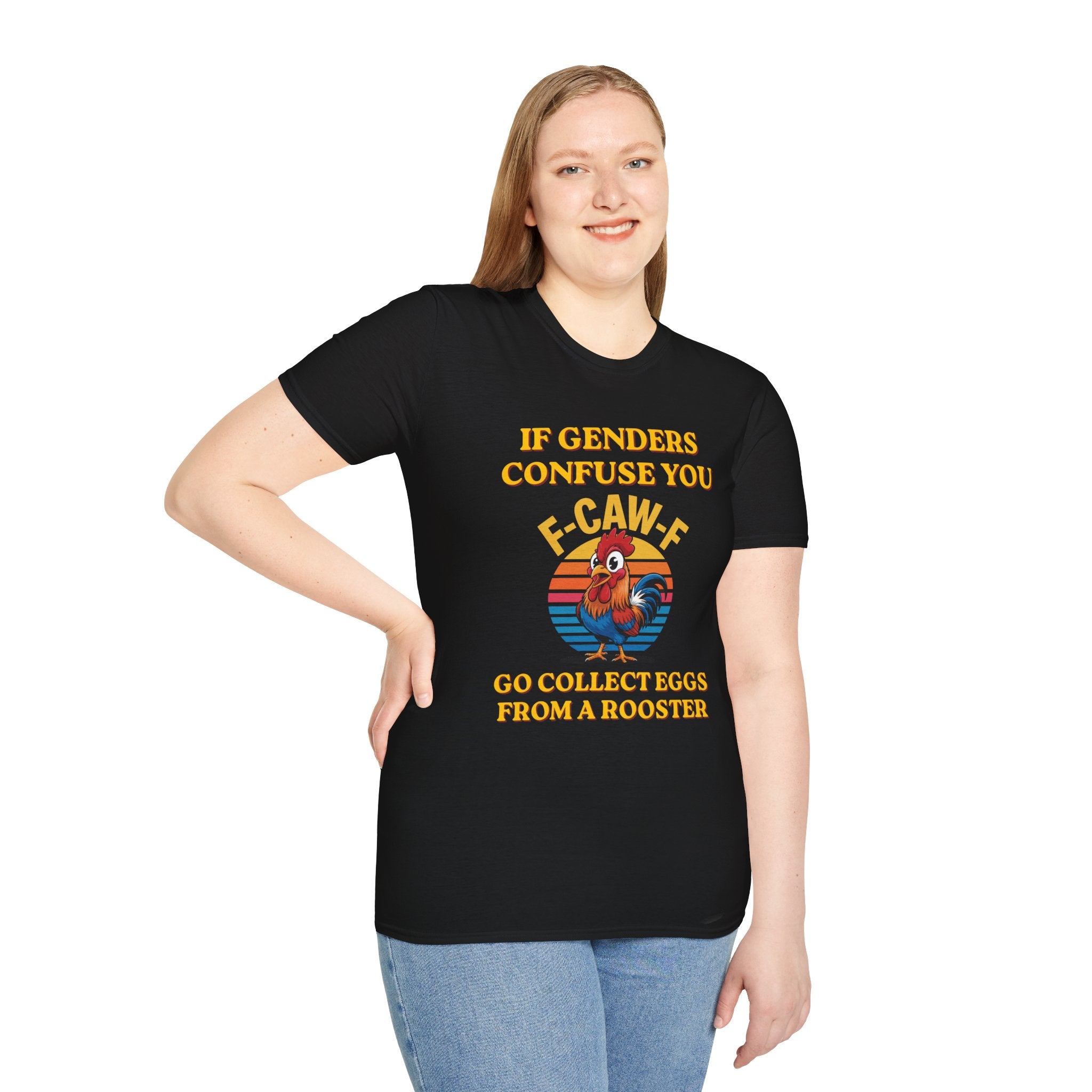 If Genders Confuse You T-Shirt — Funny Rooster "F‑Caw‑F" Graphic Tee