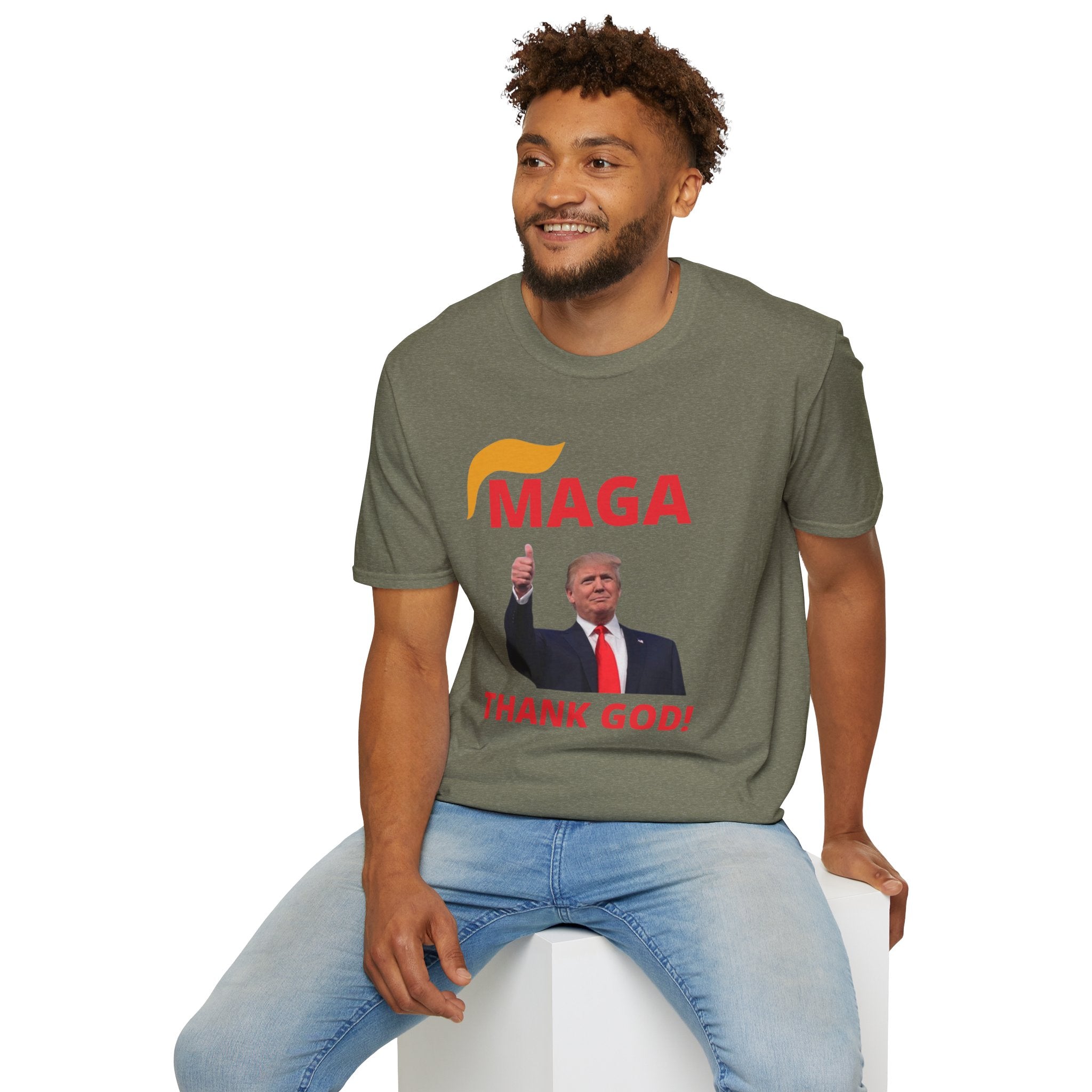 MAGA Thumbs-Up T-Shirt — "THANK GOD!" Political Statement Tee