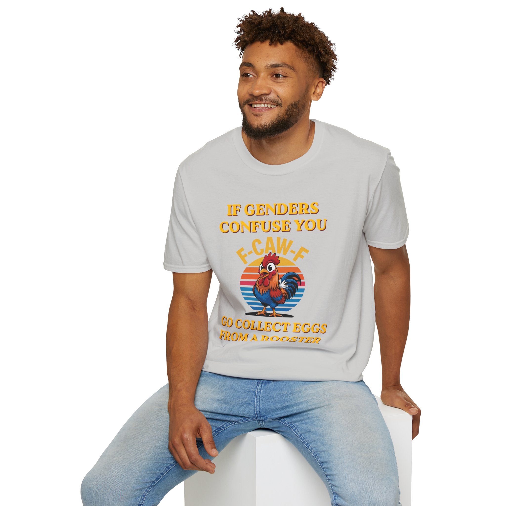 If Genders Confuse You T-Shirt — Funny Rooster "F‑Caw‑F" Graphic Tee