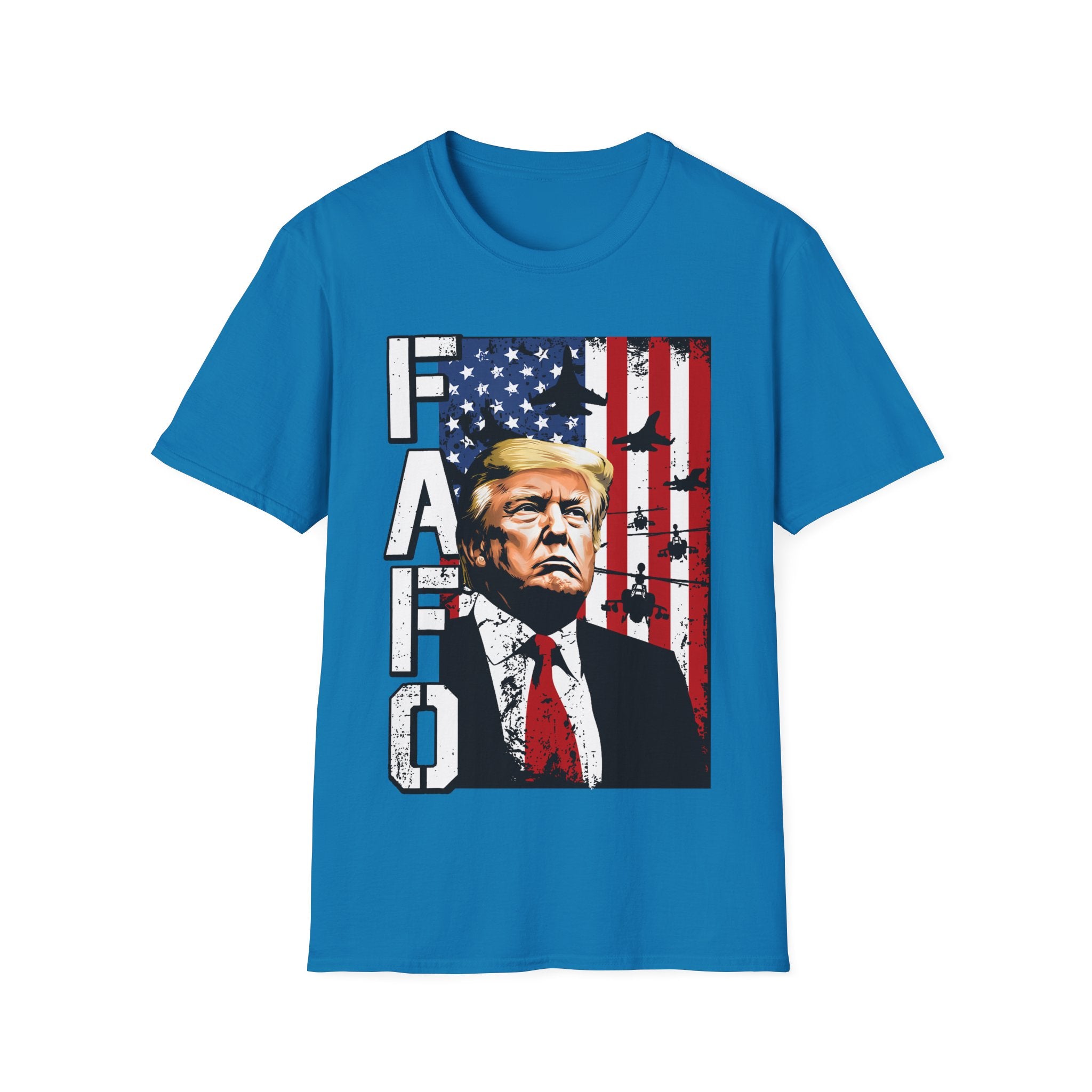 FAFO Patriotic Political Portrait T-Shirt | Flag Background, Bold Lettering