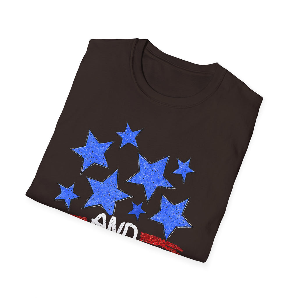 Patriotic Blue Stars Red Strips Graphic Tee (Fourth of July, Americana) T-Shirt