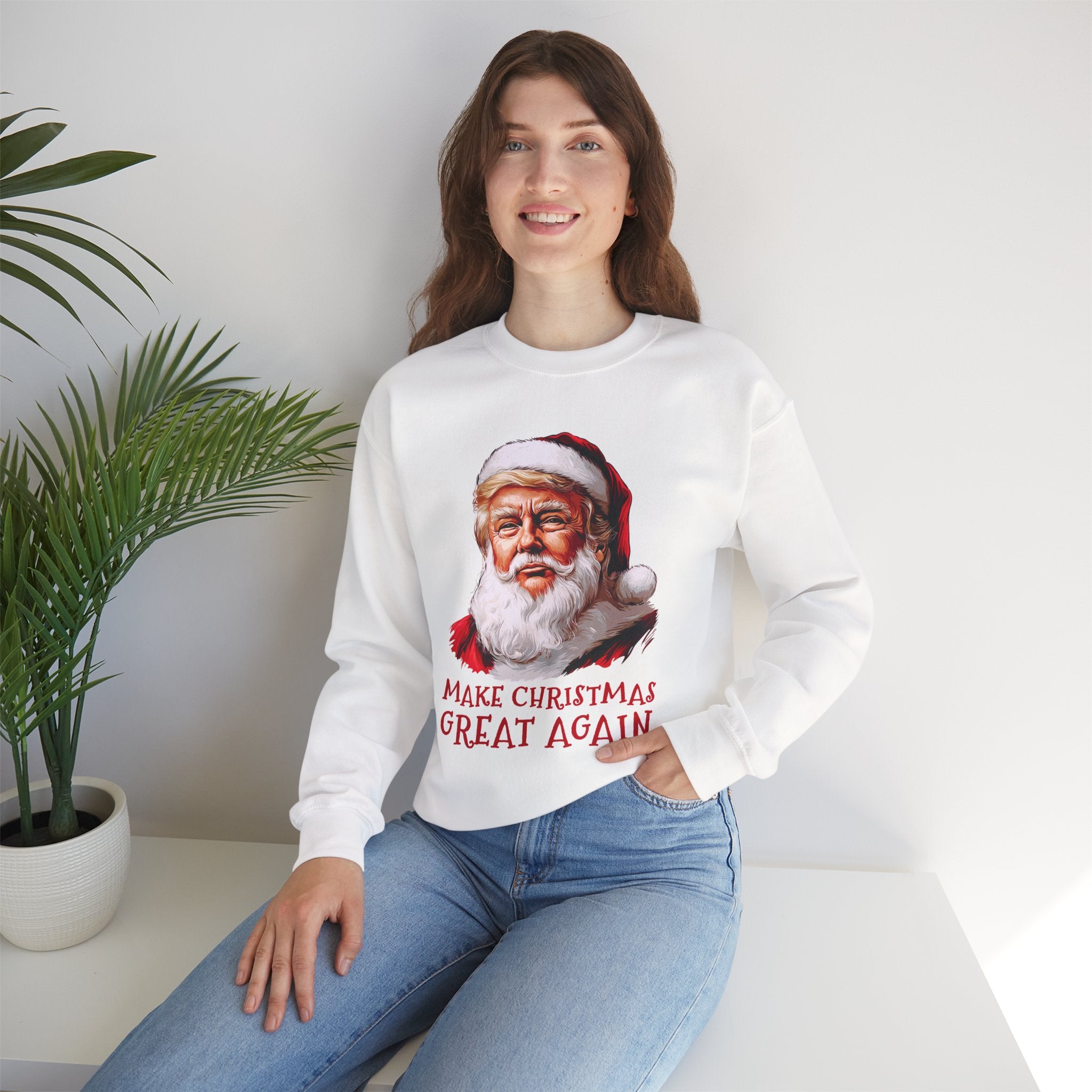 Trump Santa Face Illustration Make Christmas Great Again Sweatshirt