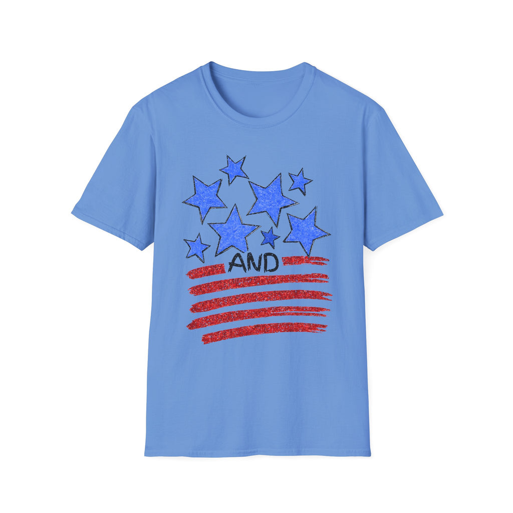 American Flag T-Shirt - Blue Stars & Stripes Patriotic Tee
