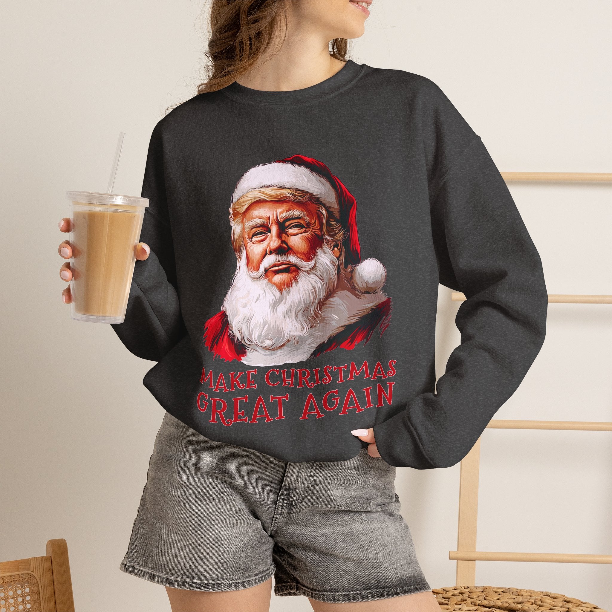 Trump Santa Face Illustration Make Christmas Great Again Sweatshirt