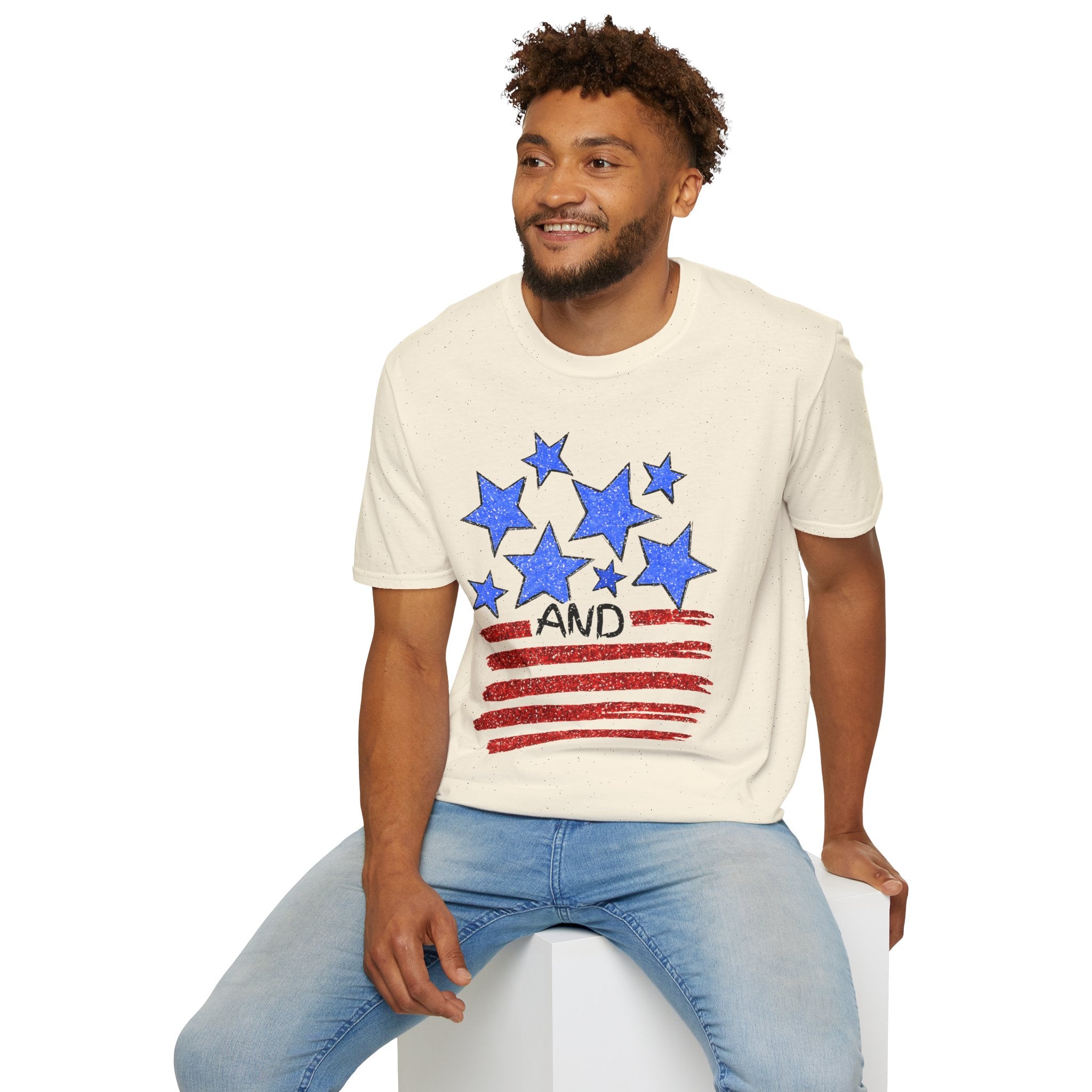 American Flag T-Shirt - Blue Stars & Stripes Patriotic Tee