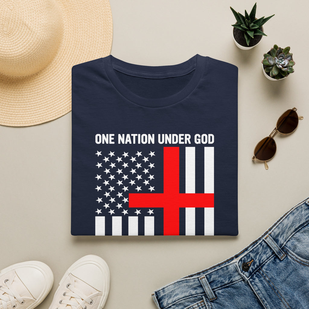 Christian Faith Mens Womans Softstyle T-Shirt | One Nation Under God | American Flag Tee | Religious Apparel | Inspirational Gift