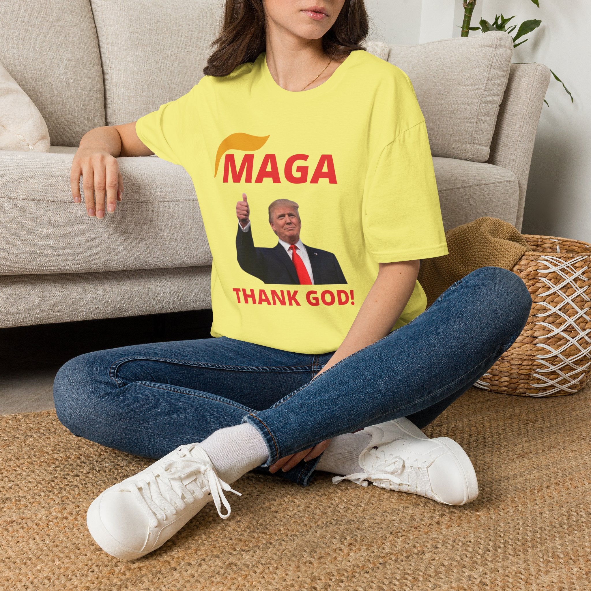 MAGA Thumbs-Up T-Shirt — "THANK GOD!" Political Statement Tee