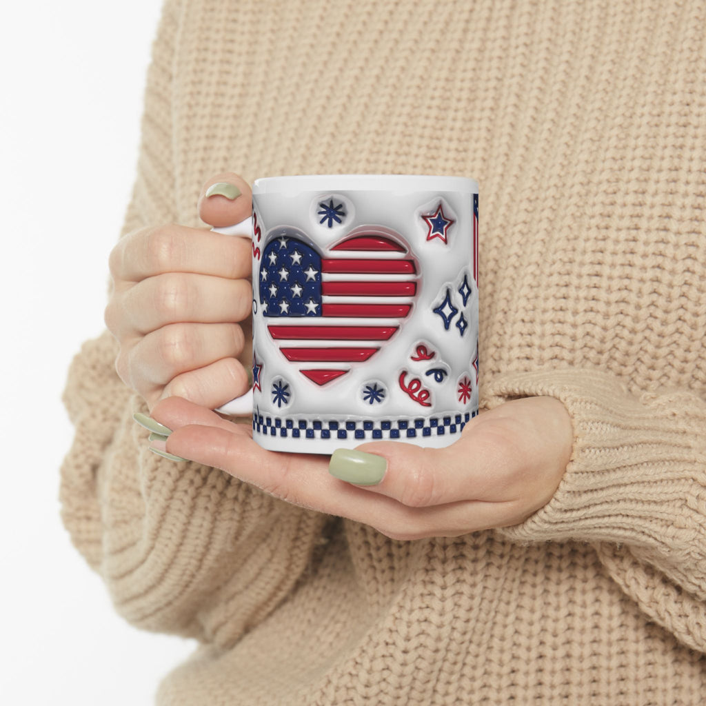 Im Still a Trump Girl, Patriotic Ceramic Mug, 4th of July Coffee Cup, Fun USA Mug, Star and Stripes Drinkware, Holiday Gift for Veterans
